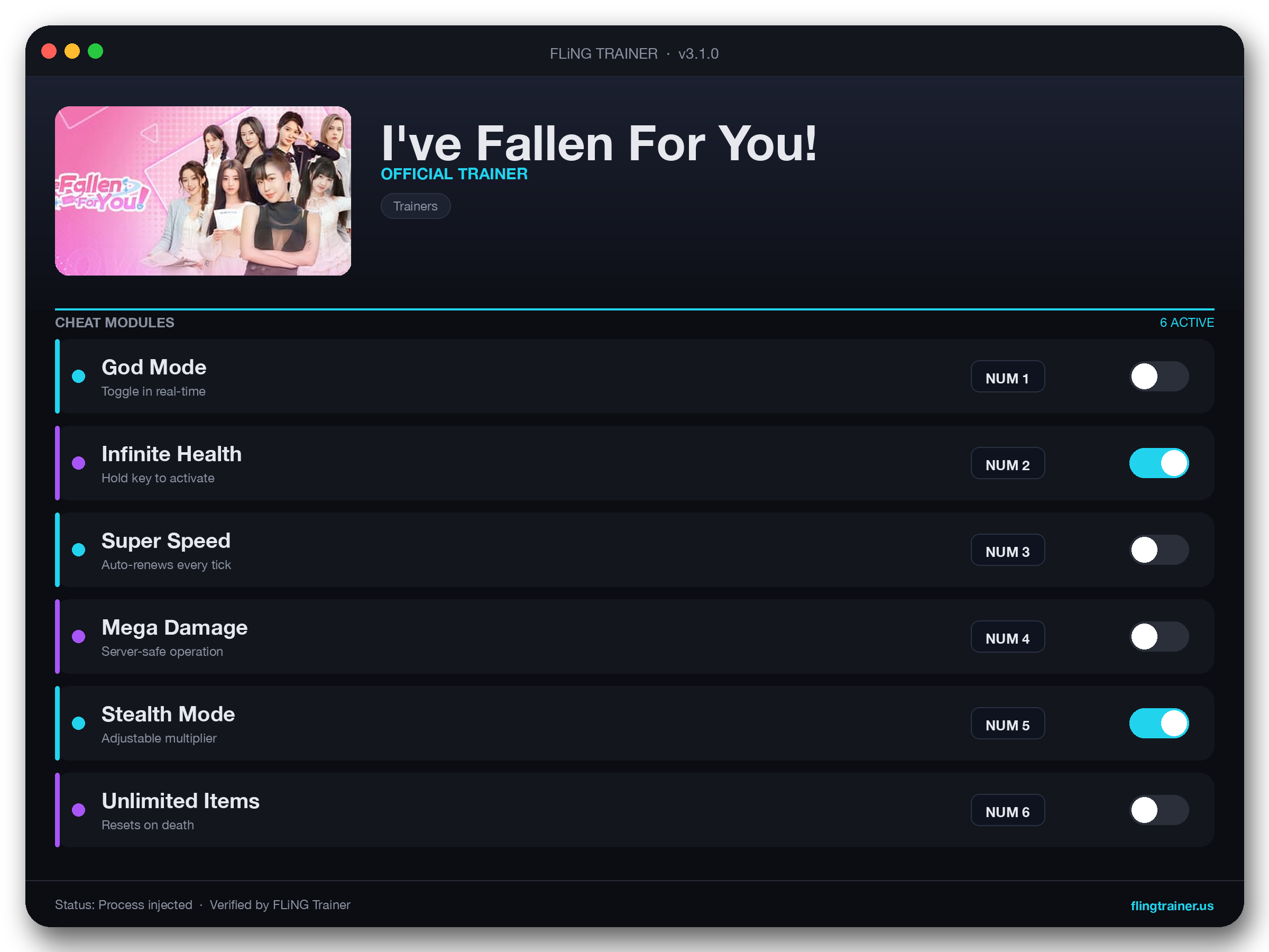 I've Fallen For You! Trainer interface