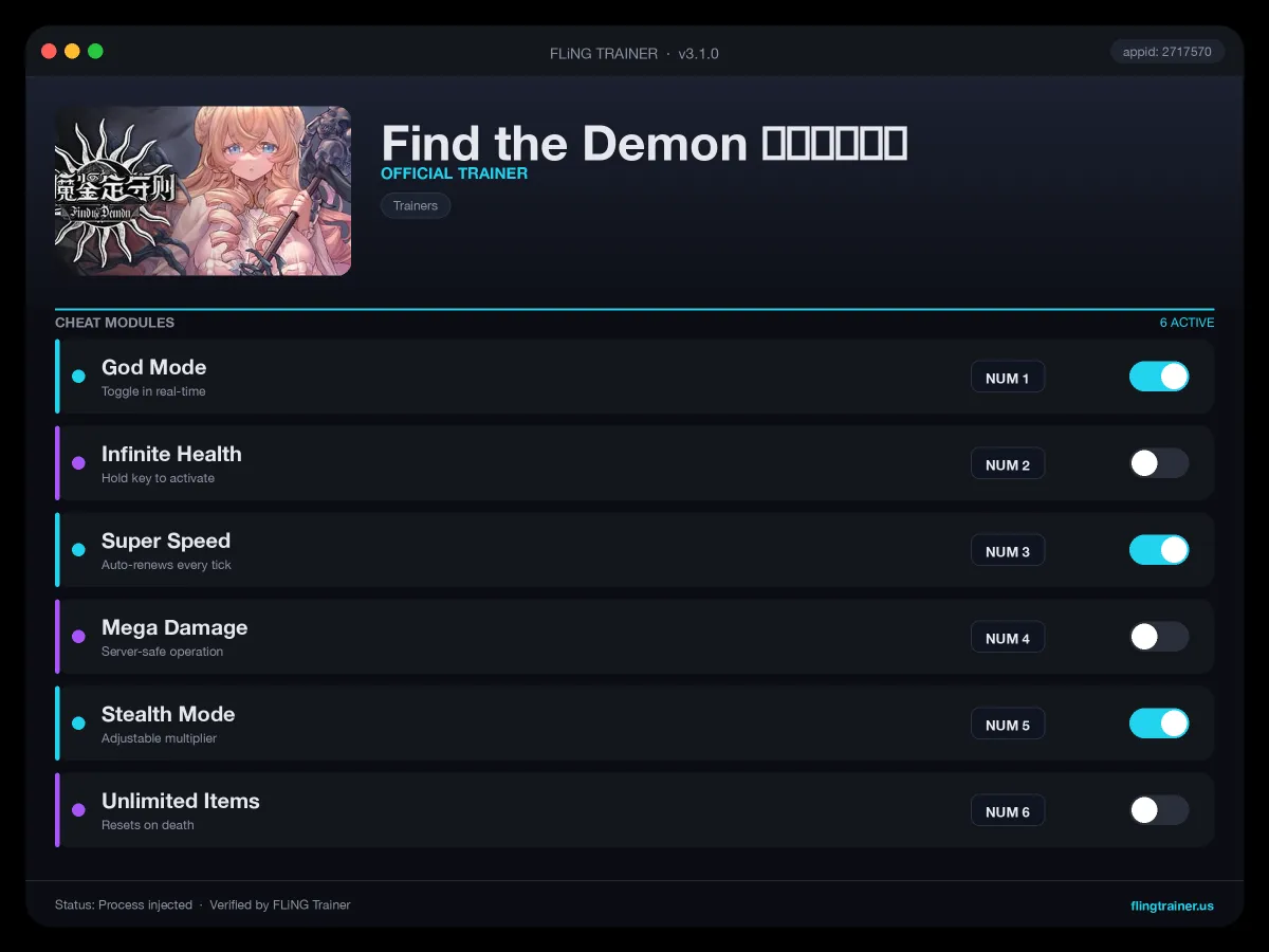 Find the Demon 恶魔鉴定守则 Trainer interface