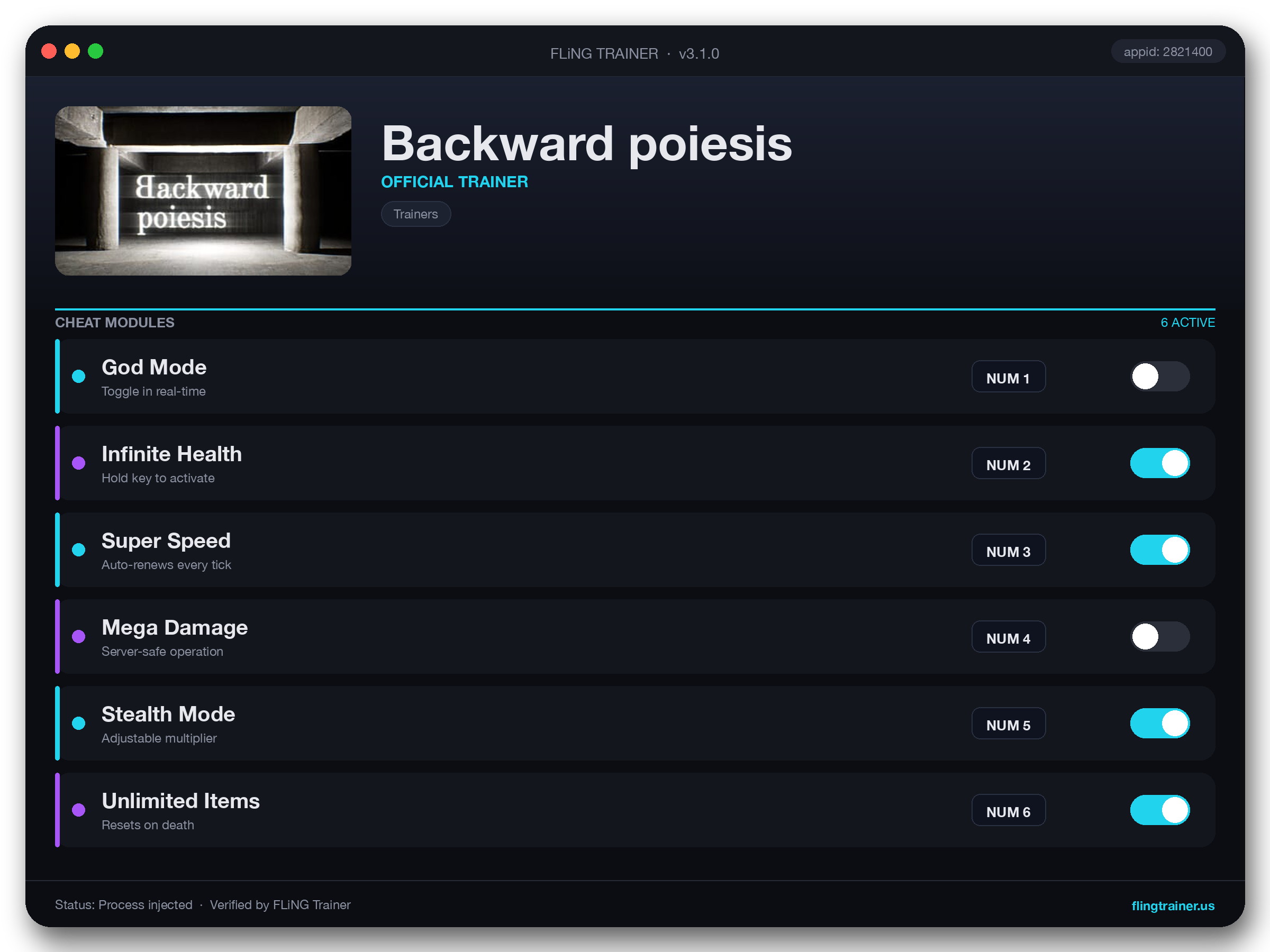 Backward poiesis Trainer interface