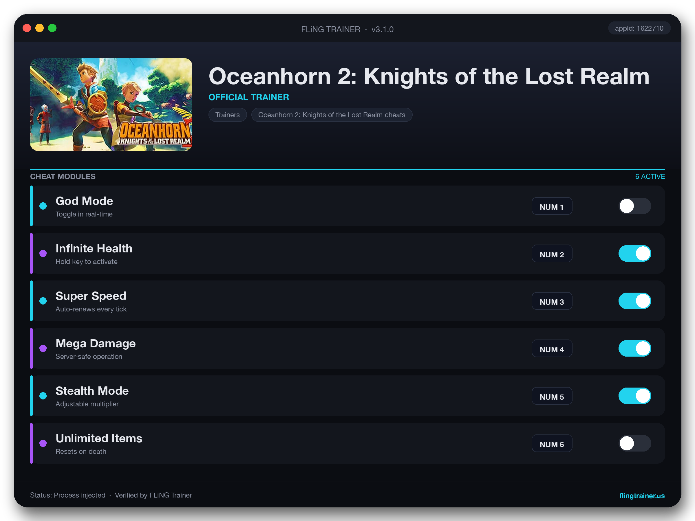 Oceanhorn 2: Knights of the Lost Realm Trainer interface