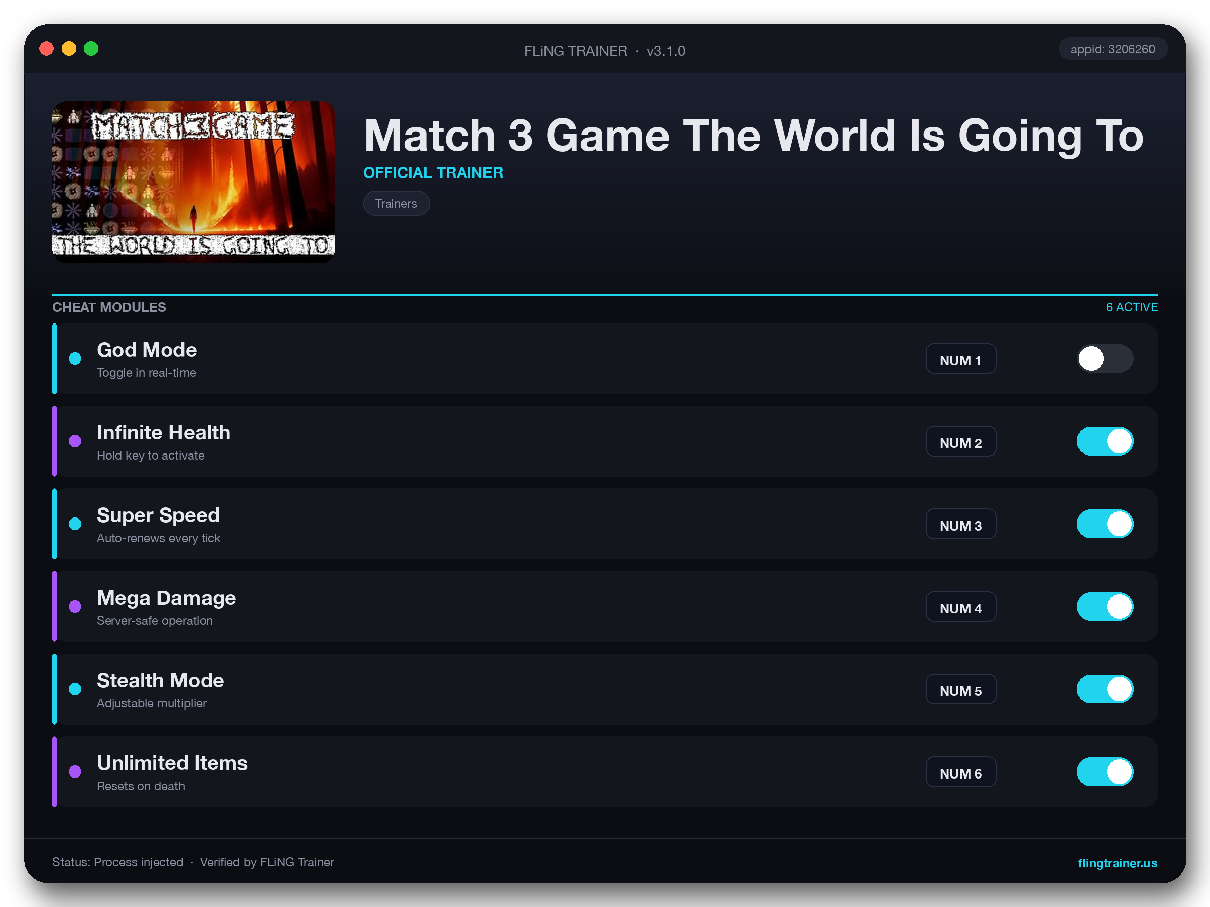Match 3 Game The World Is Going To Trainer interface