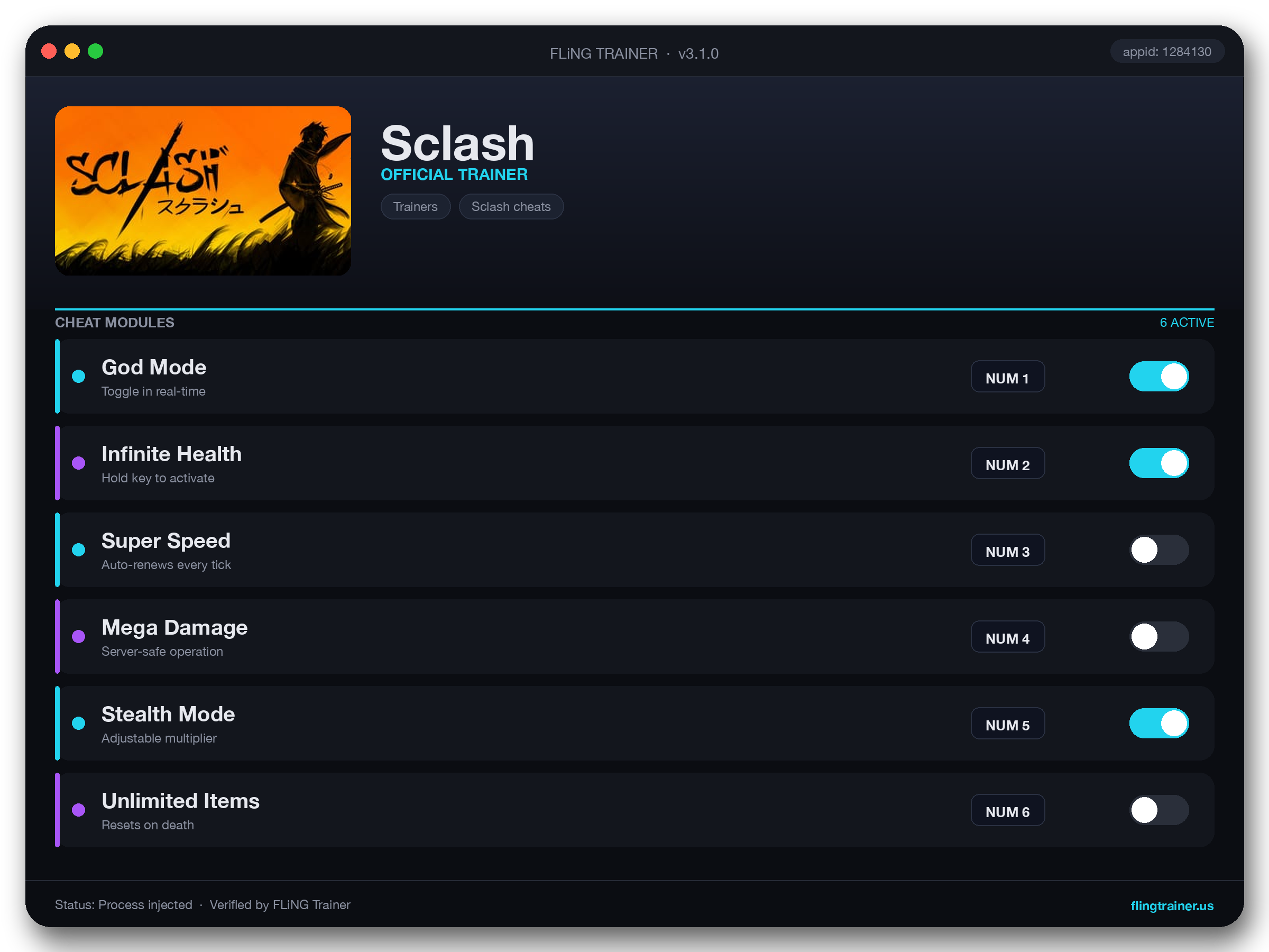 Sclash Trainer interface