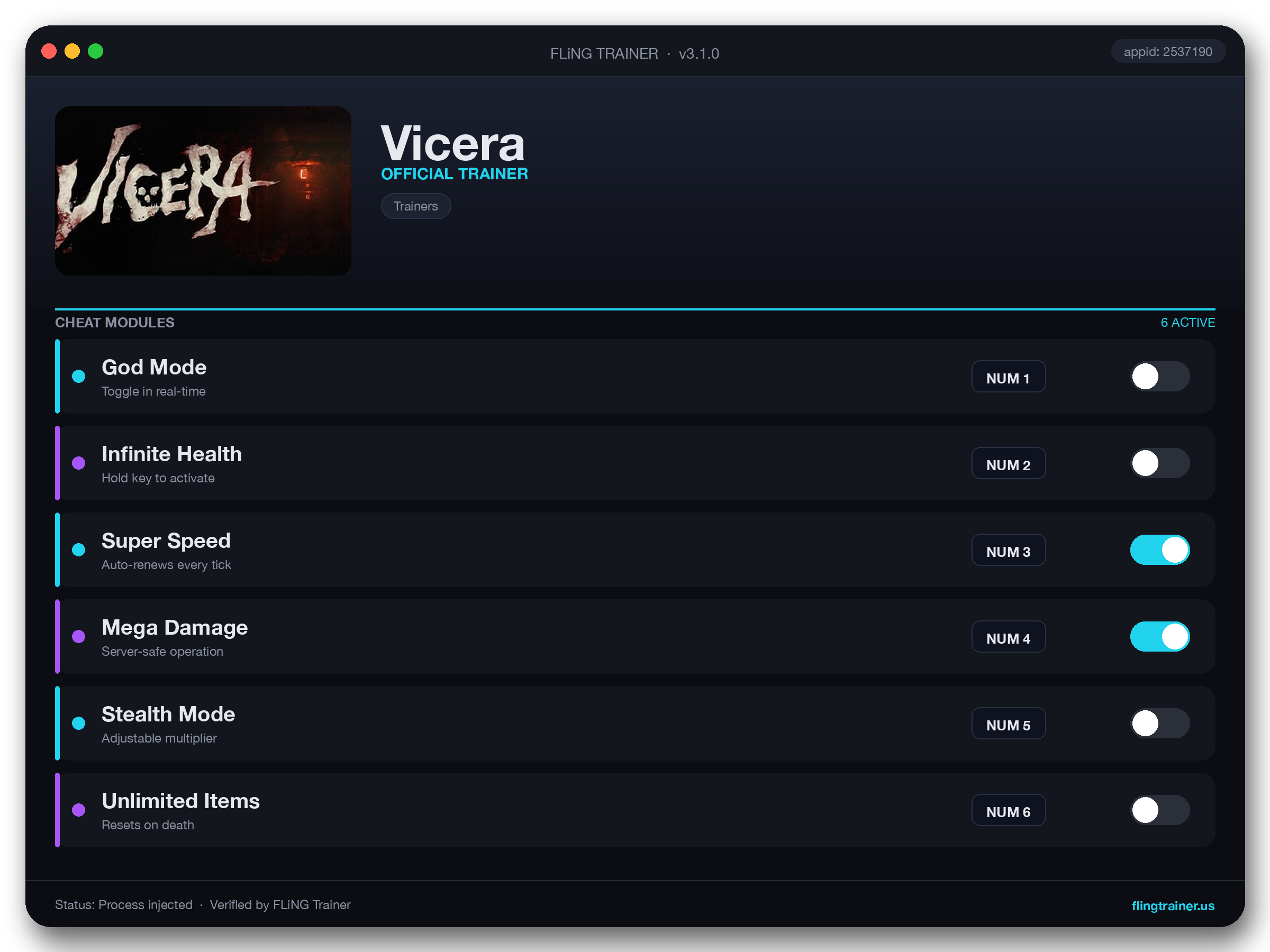Vicera Trainer interface