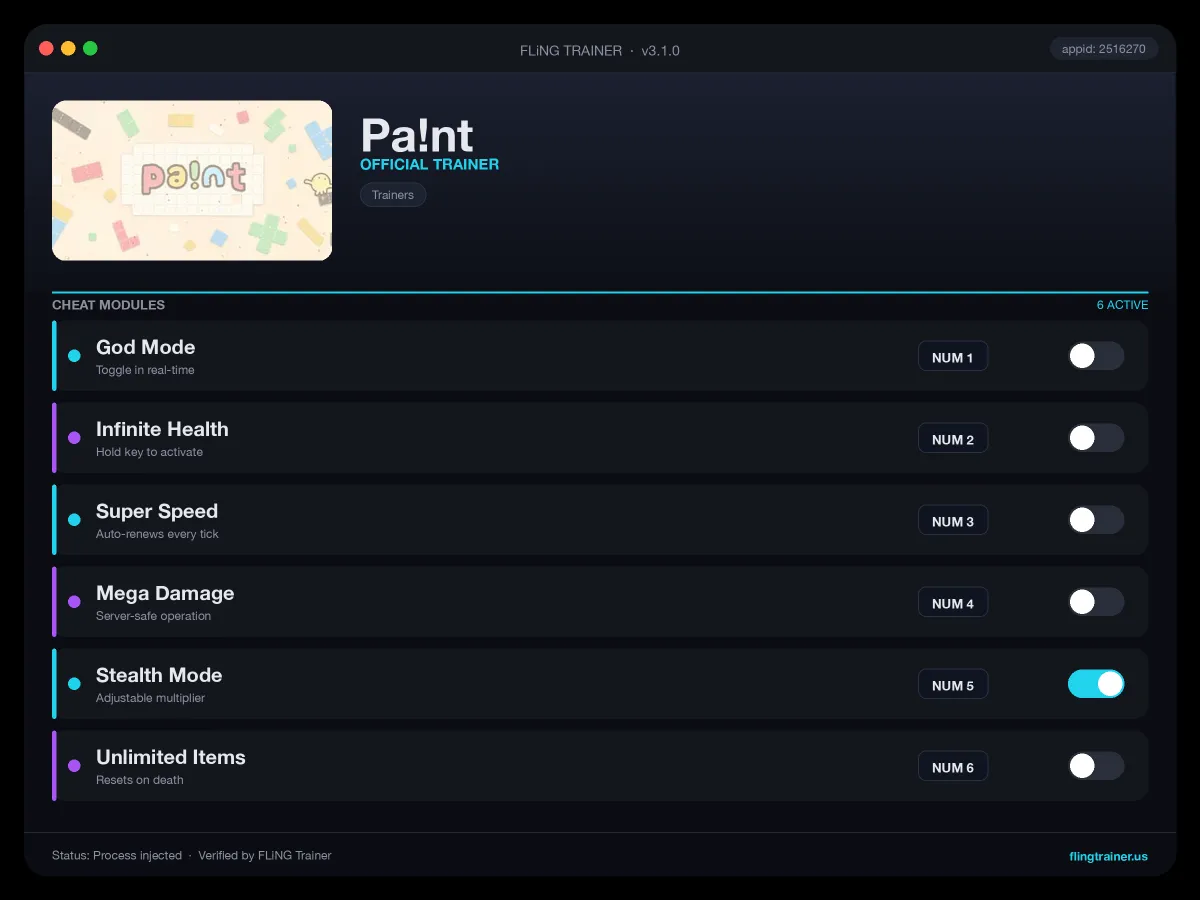Pa!nt Trainer interface