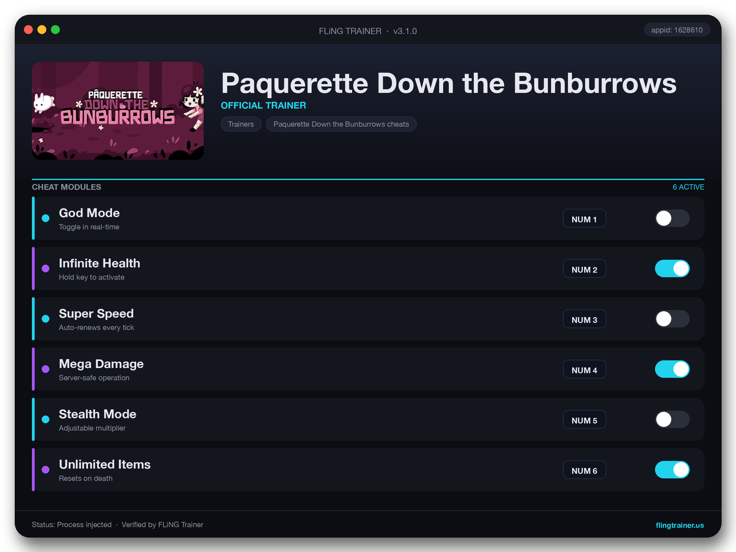 Paquerette Down the Bunburrows Trainer interface