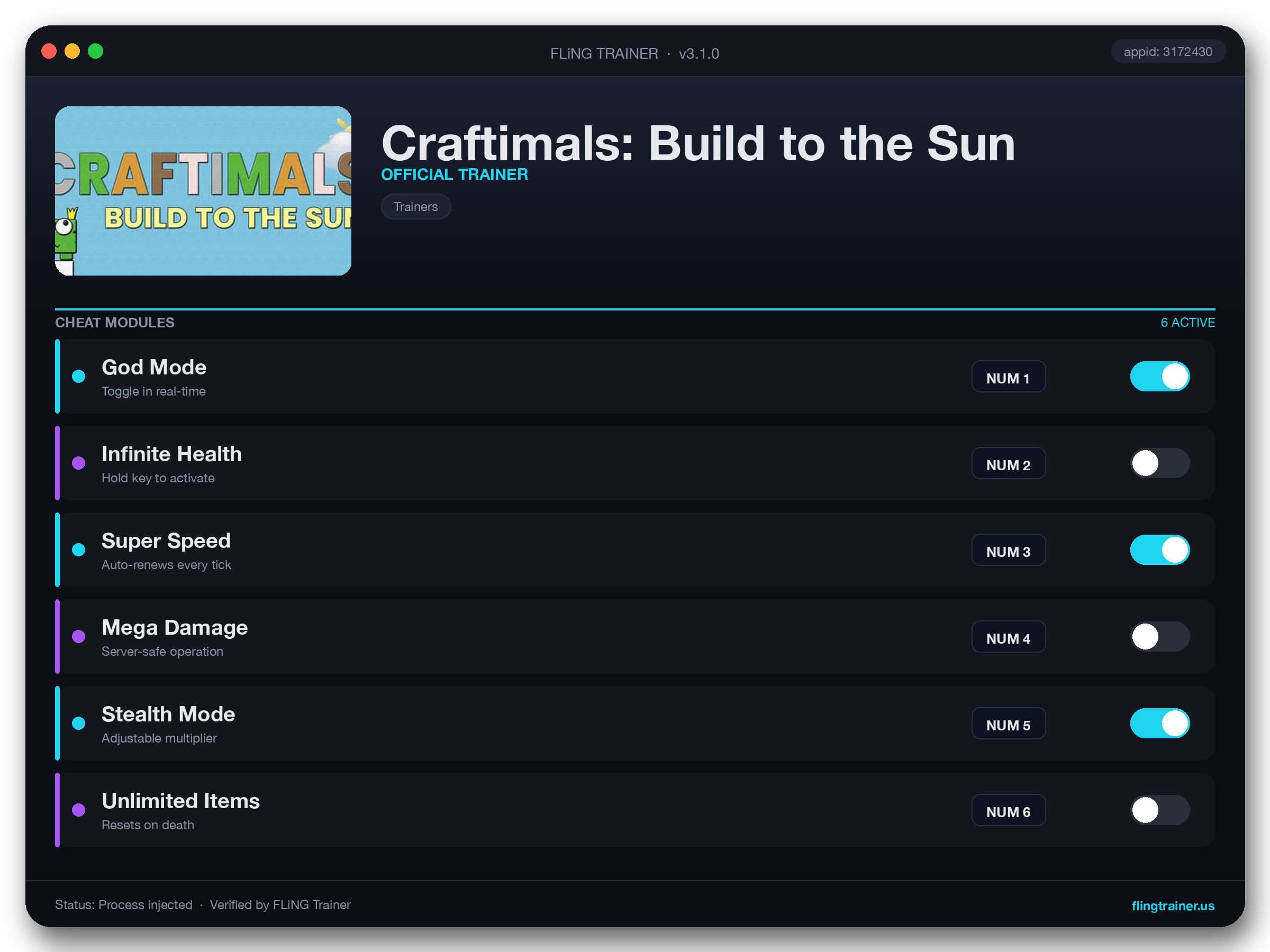 Craftimals: Build to the Sun Trainer interface