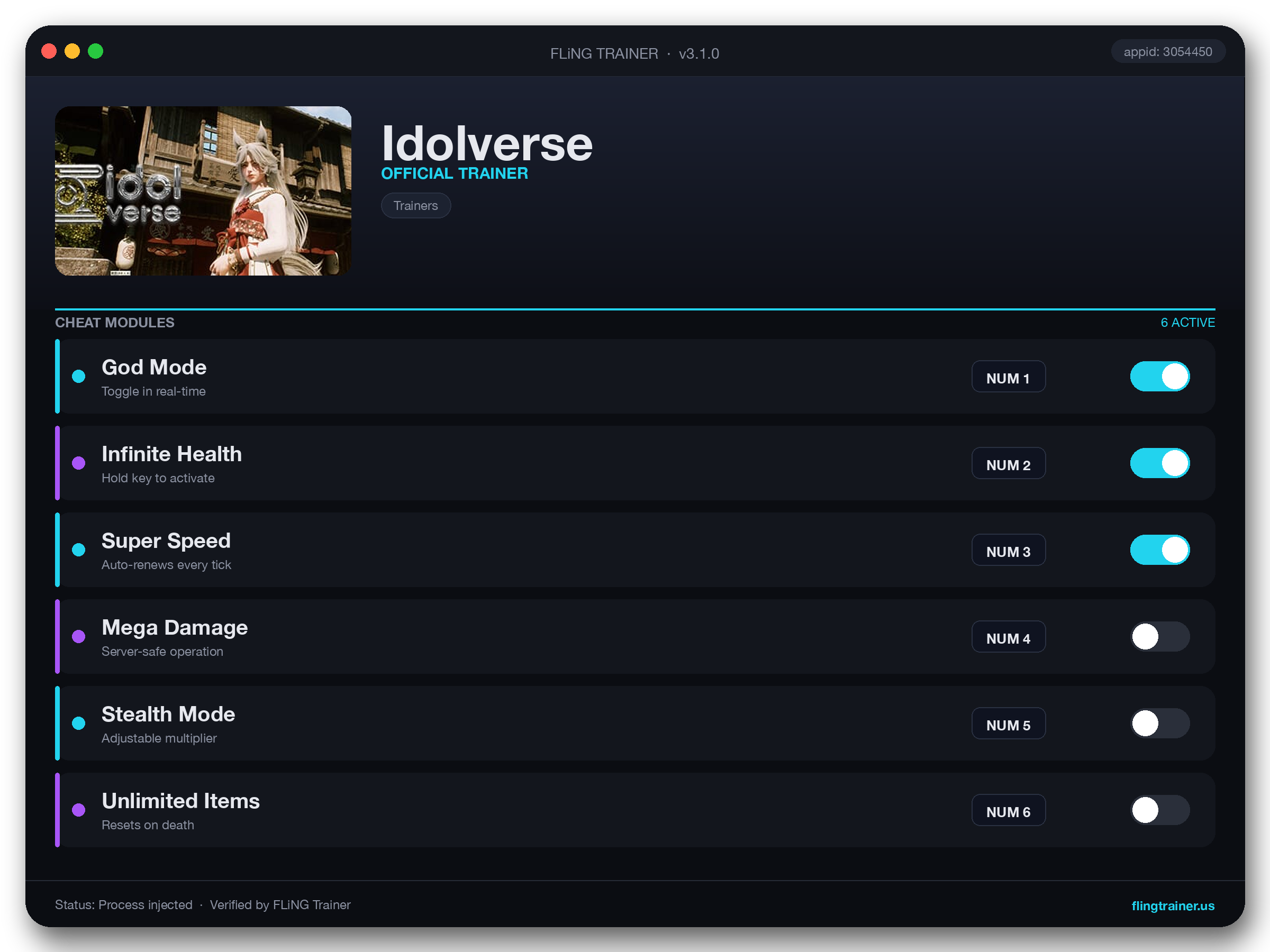 Idolverse Trainer interface