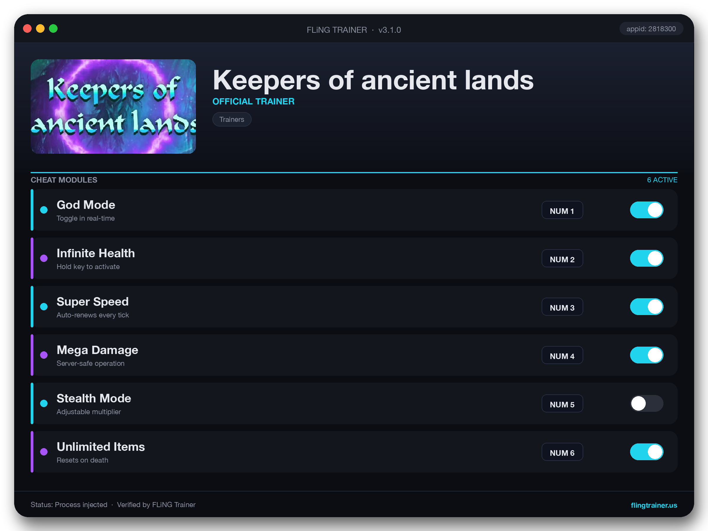 Keepers of ancient lands Trainer interface
