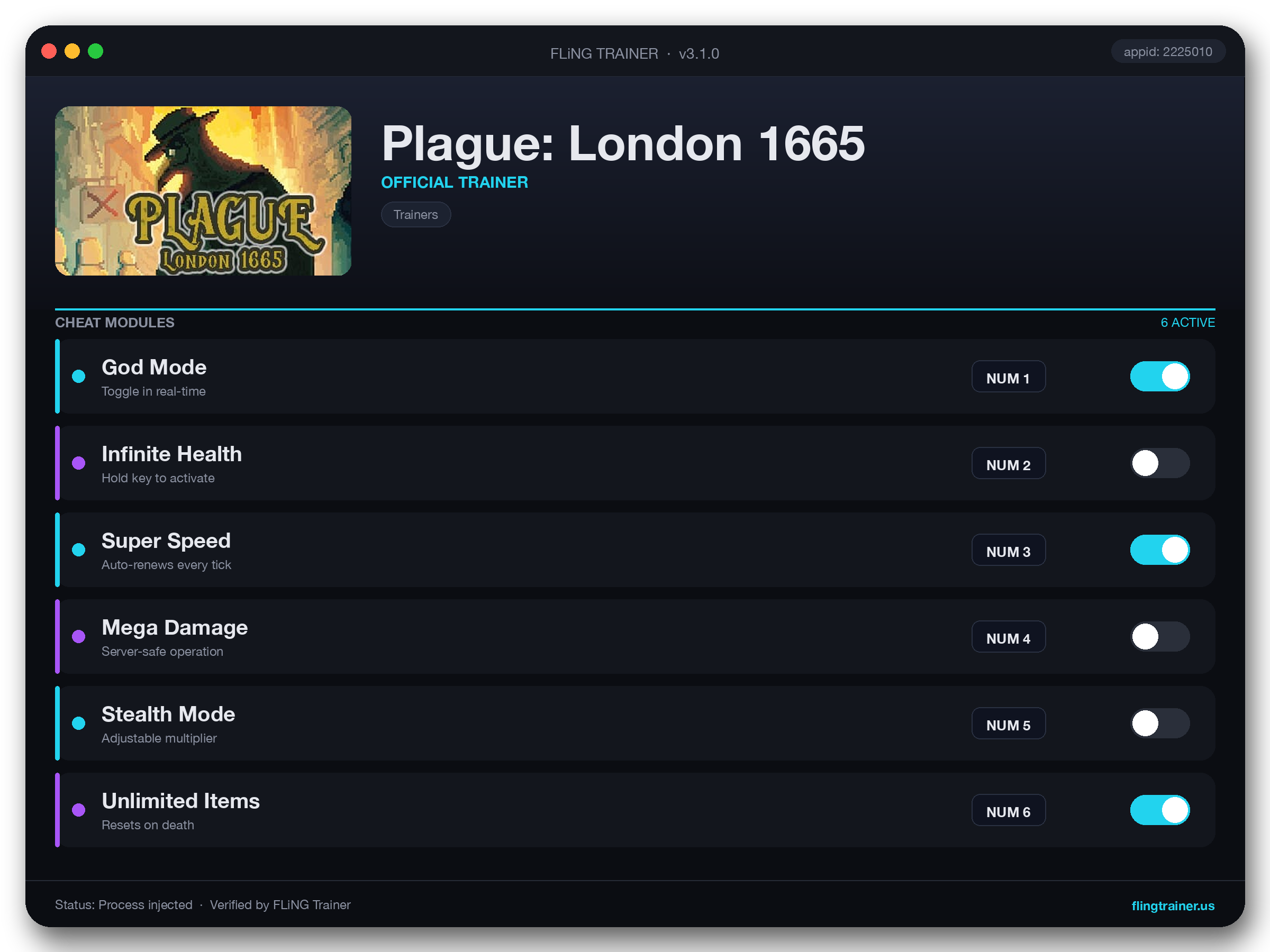 Plague: London 1665 Trainer interface