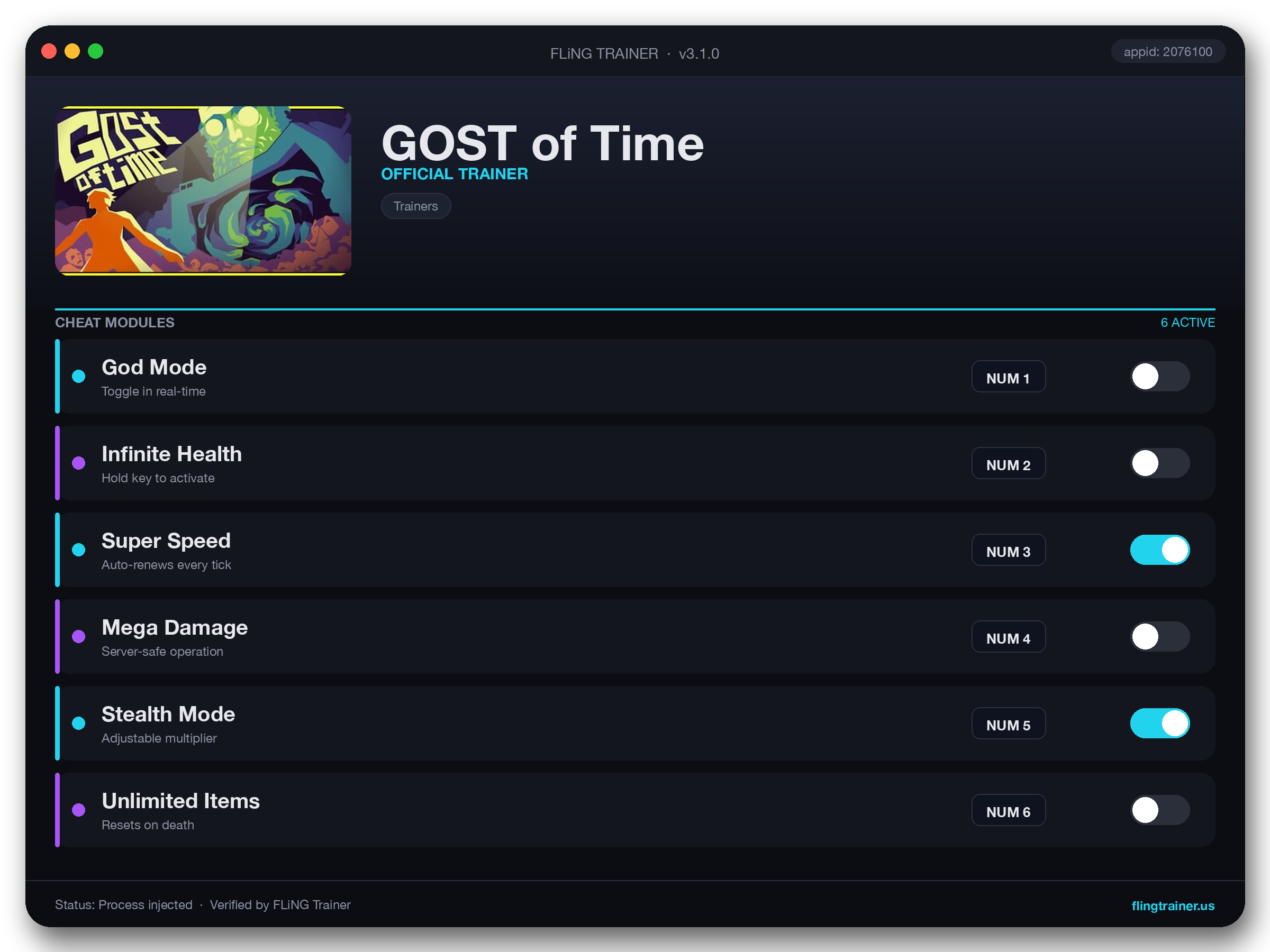 GOST of Time Trainer interface