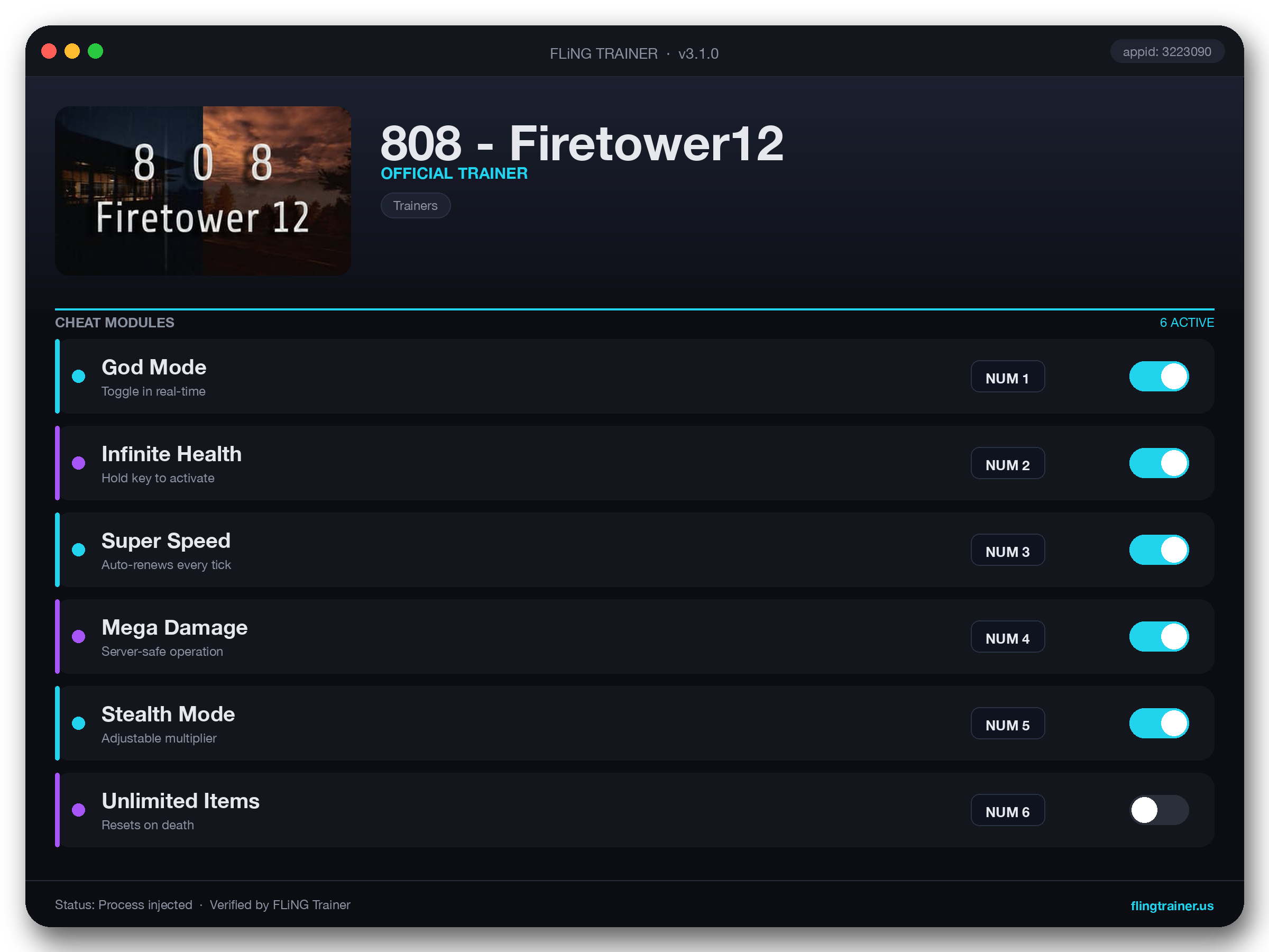 808 - Firetower12 Trainer interface