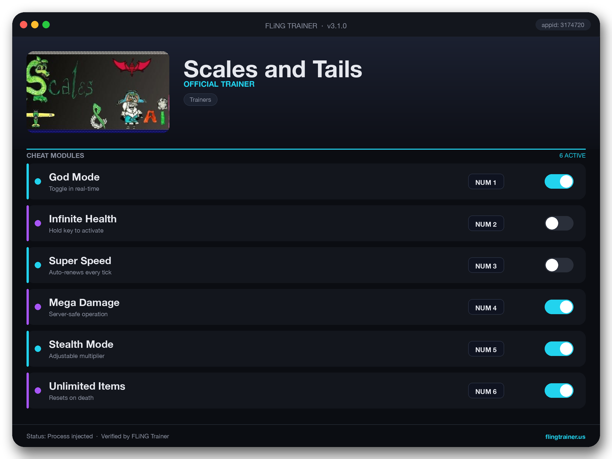 Scales and Tails Trainer interface