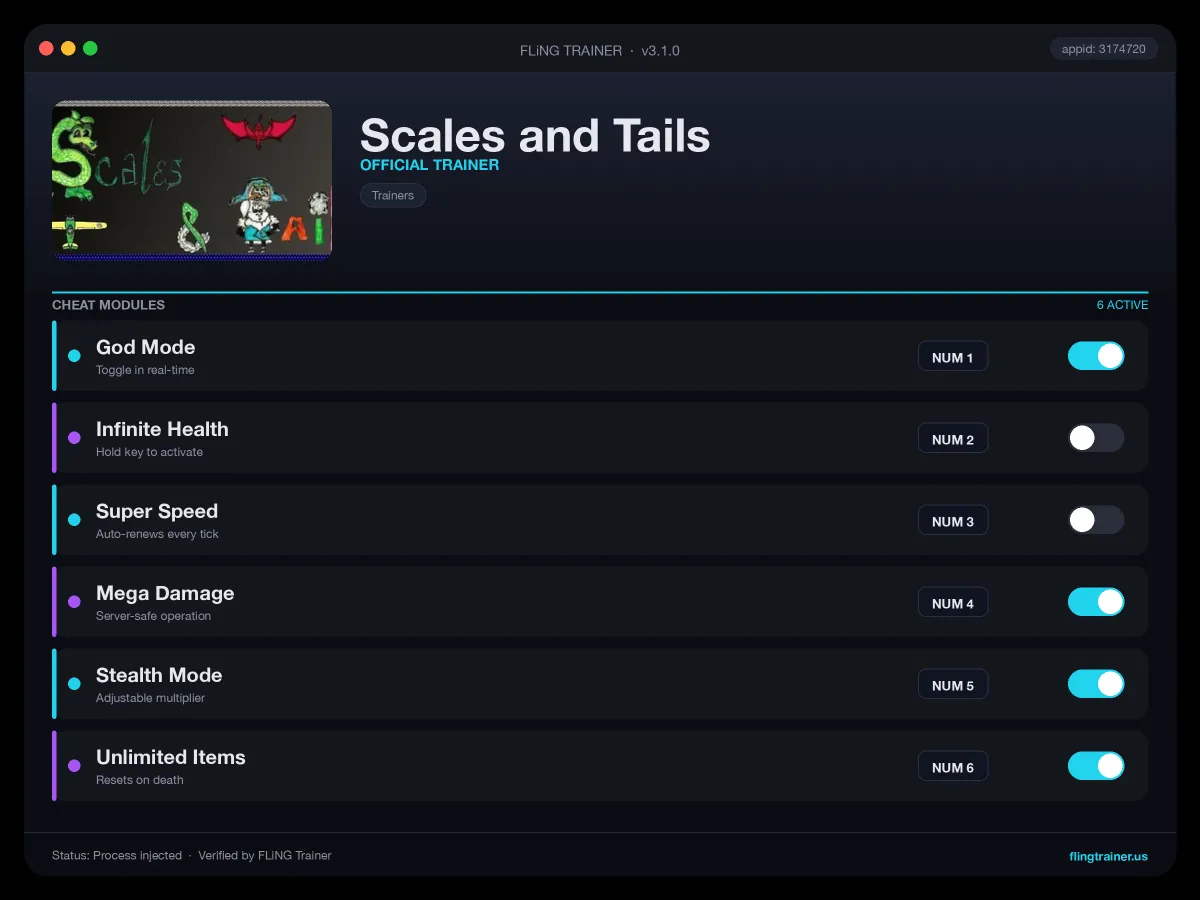 Scales and Tails Trainer interface