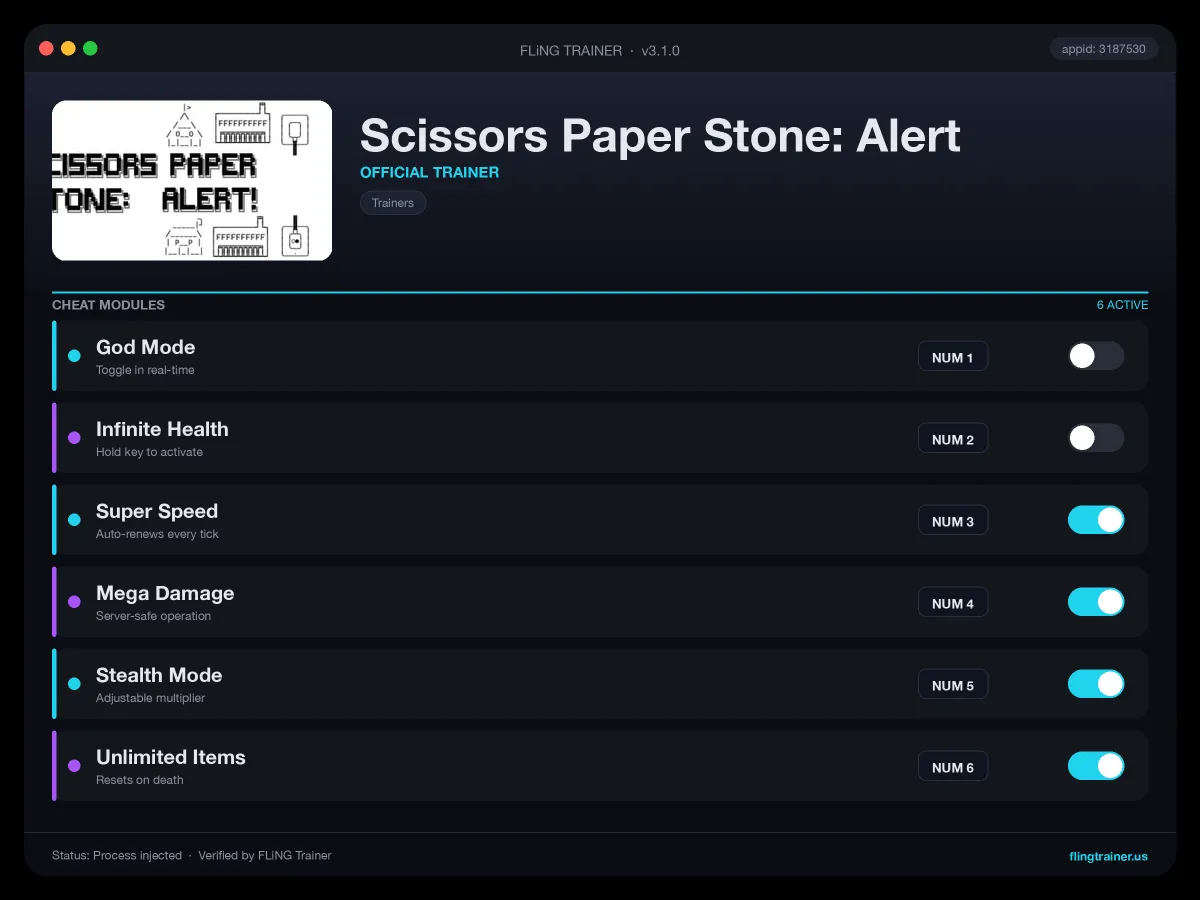 Scissors Paper Stone: Alert Trainer interface