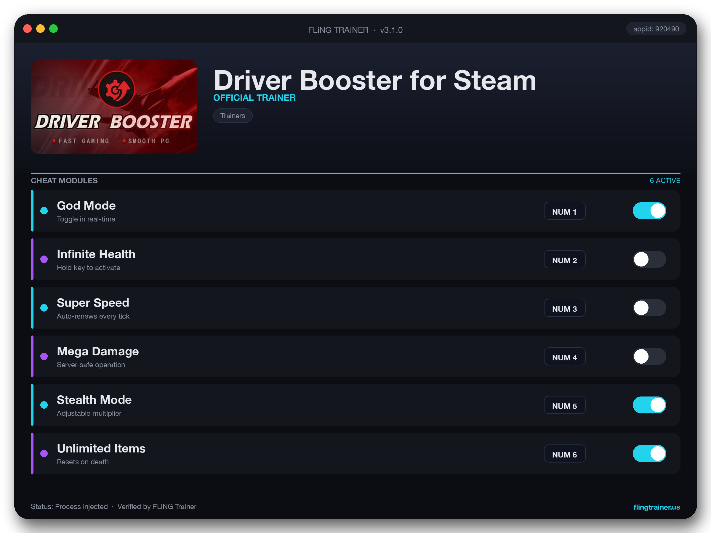 Driver Booster for Steam Trainer interface