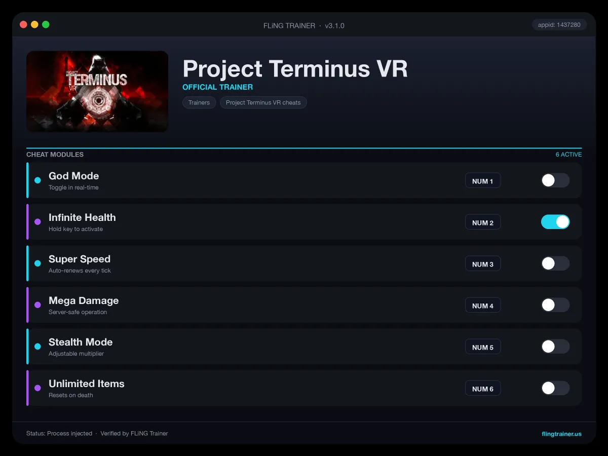 Project Terminus VR Trainer interface