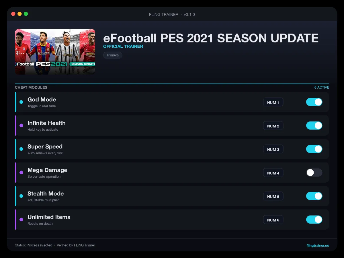 eFootball PES 2021 SEASON UPDATE Trainer interface