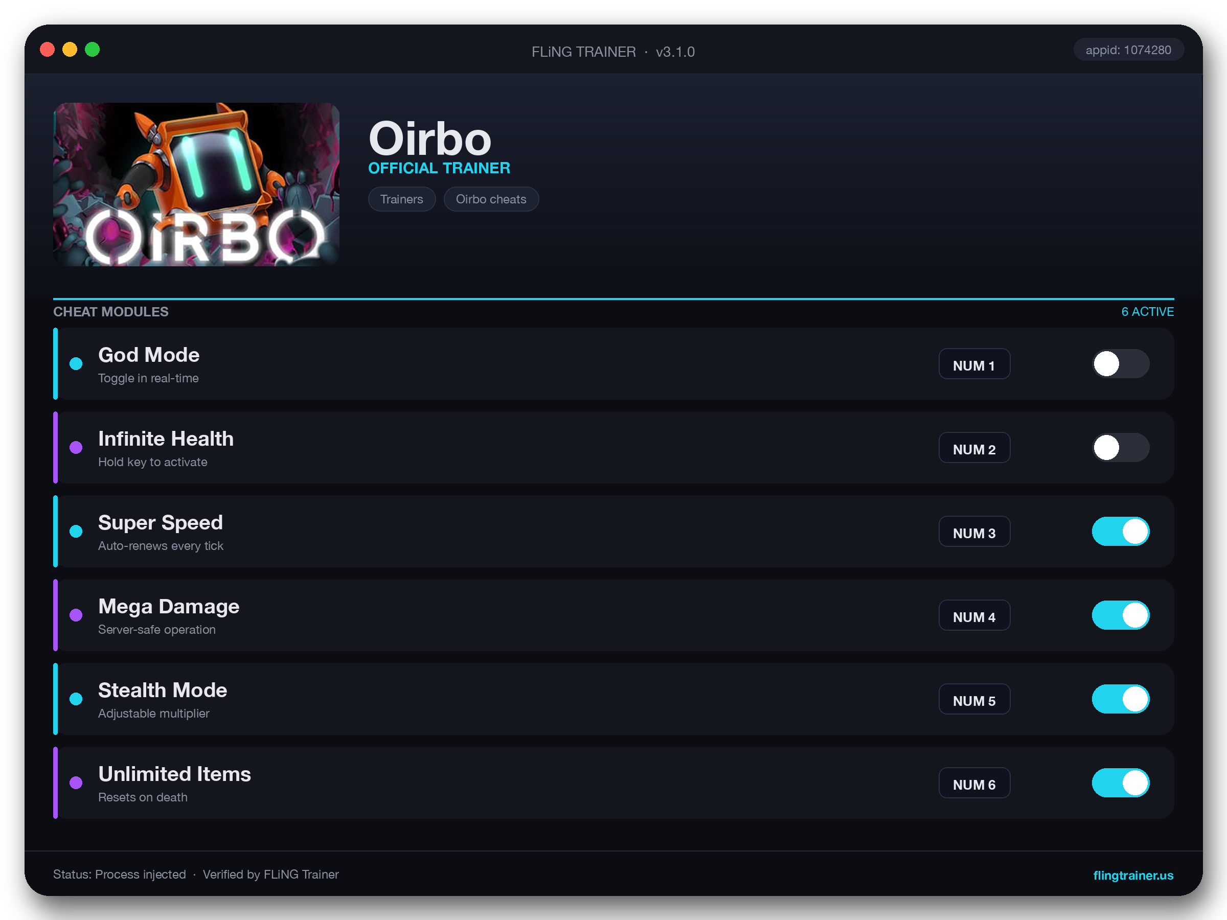 Oirbo Trainer interface