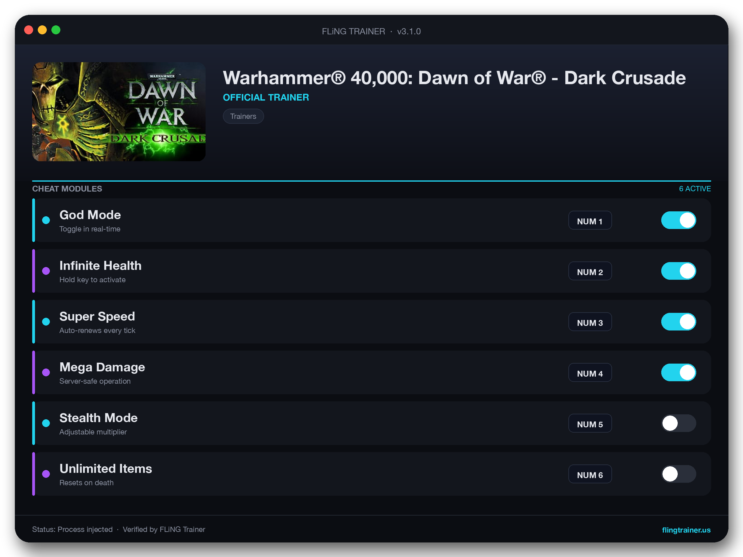 Warhammer® 40,000: Dawn of War® - Dark Crusade Trainer interface