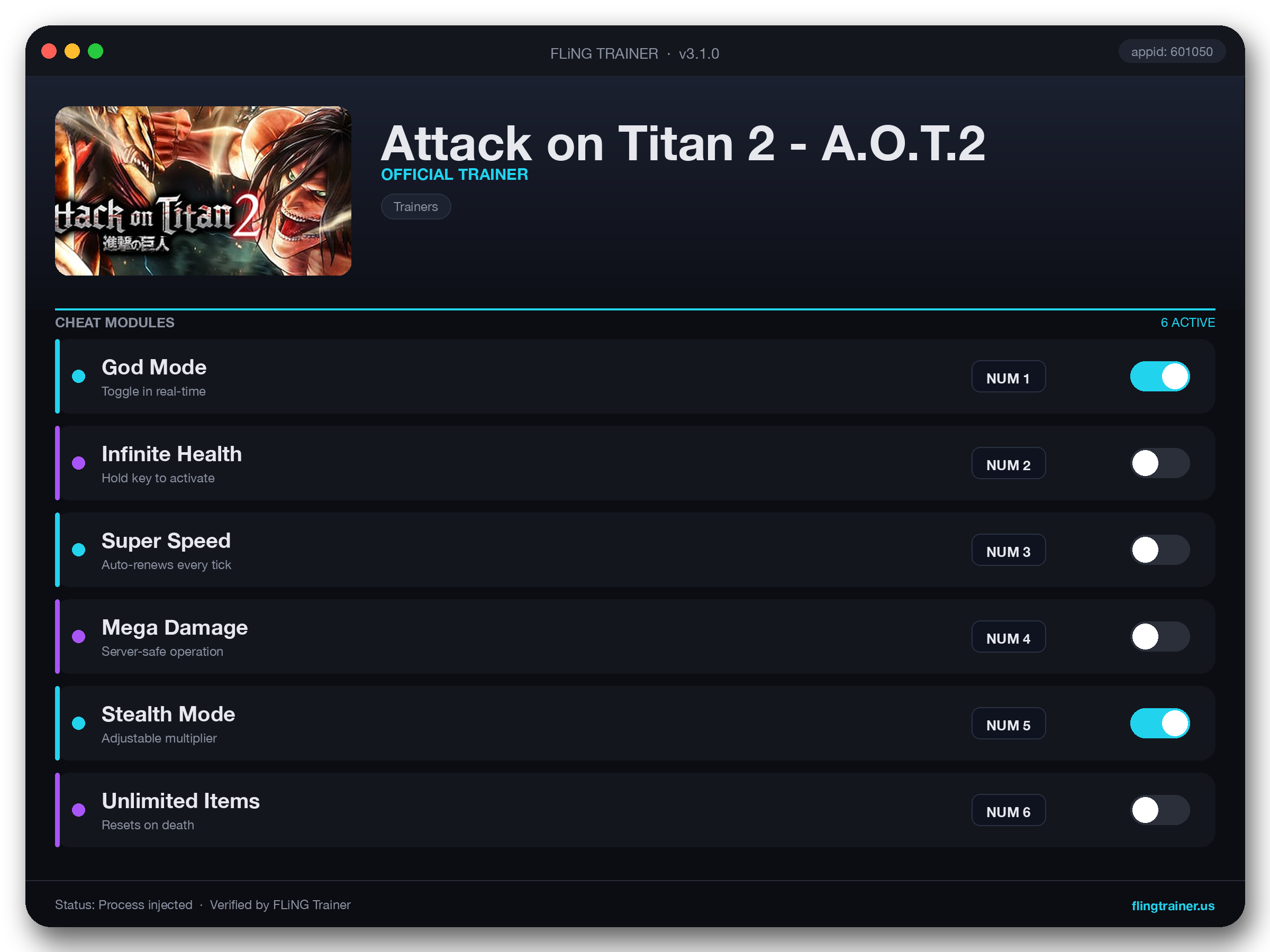 Attack on Titan 2 - A.O.T.2 Trainer interface