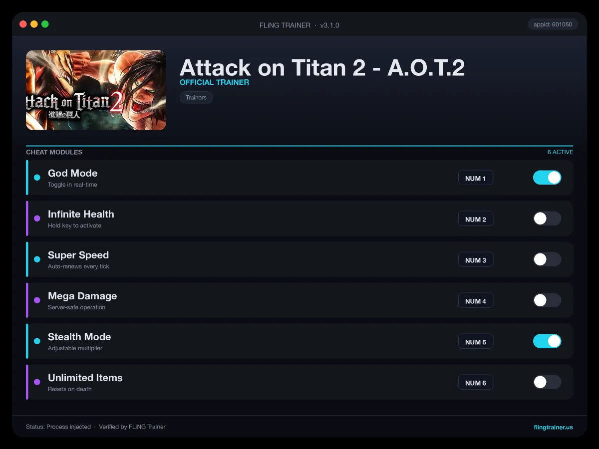 Attack on Titan 2 - A.O.T.2 Trainer interface