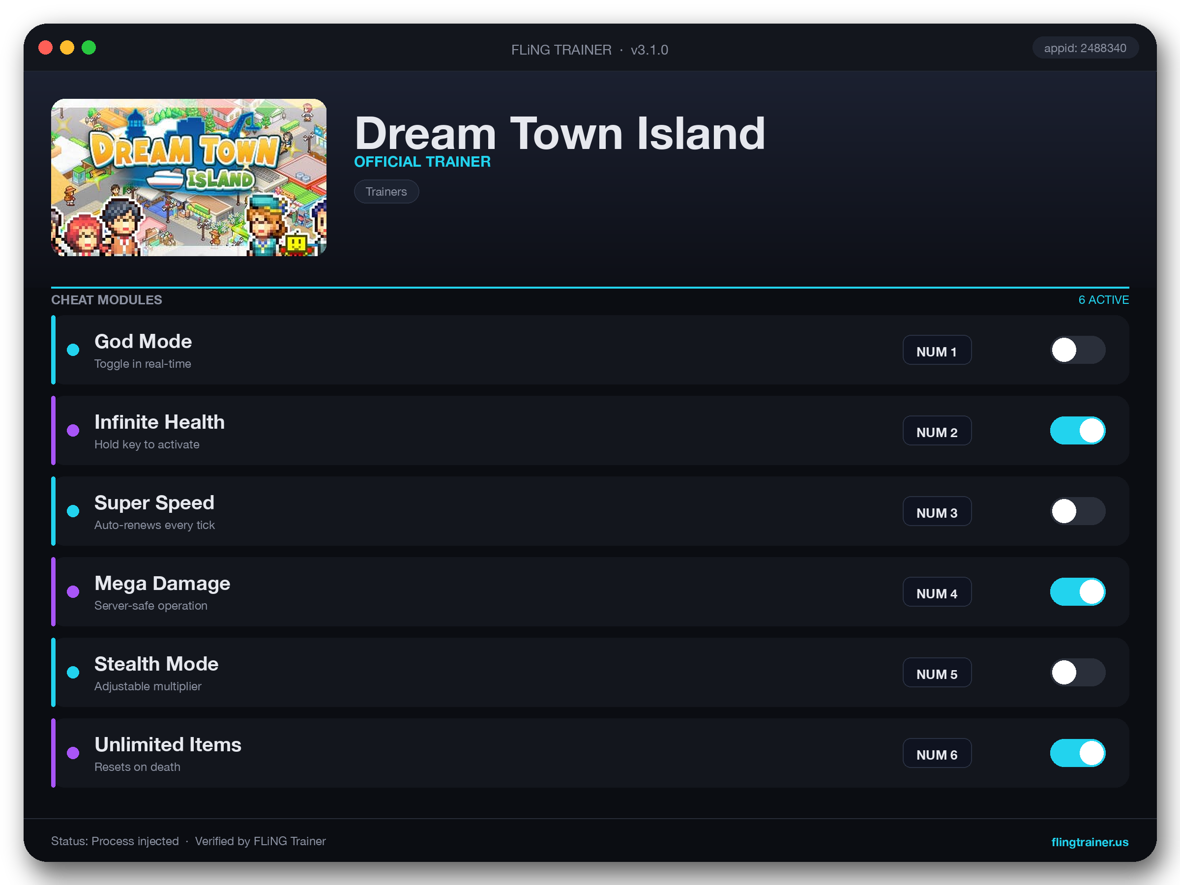 Dream Town Island Trainer interface
