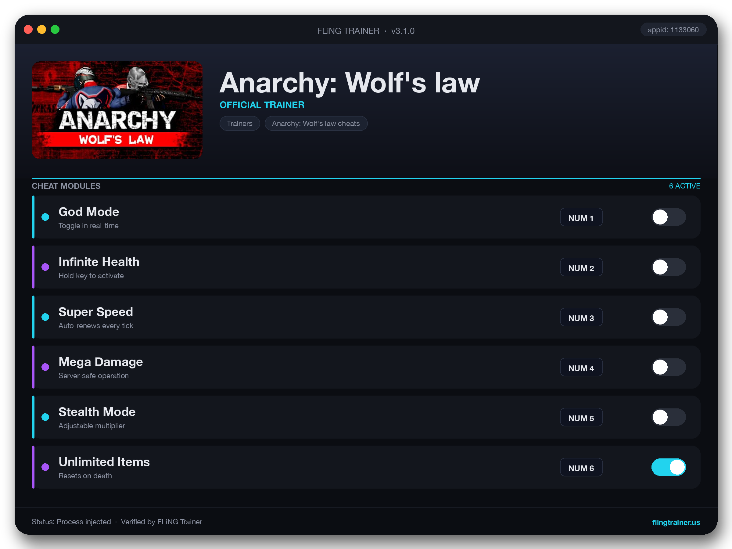 Anarchy: Wolf's law Trainer interface