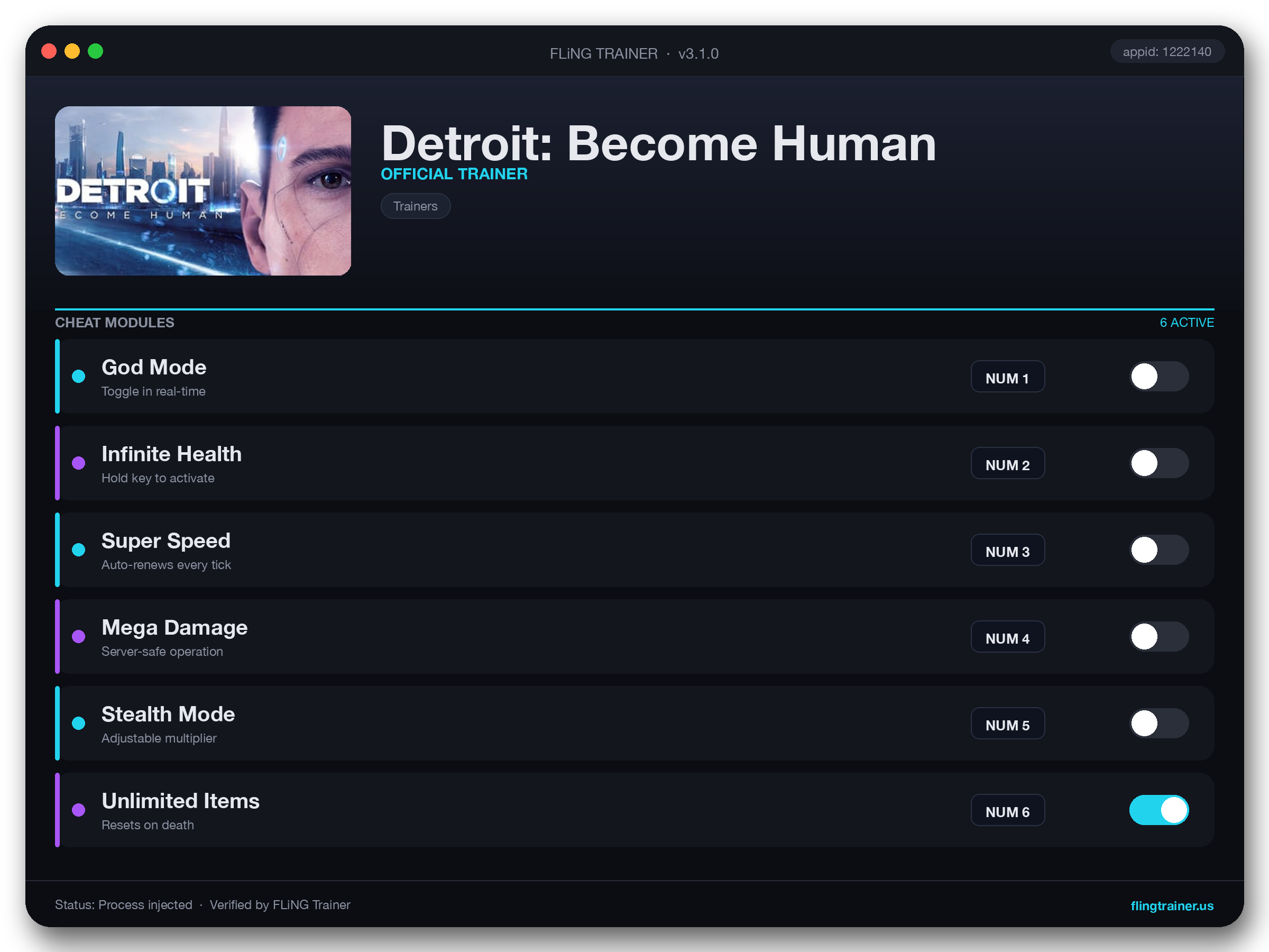 Detroit: Become Human Trainer interface