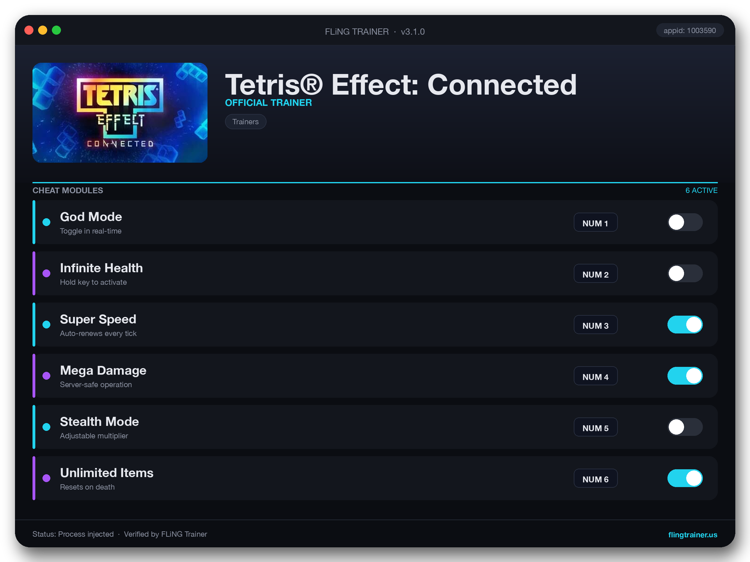 Tetris® Effect: Connected Trainer interface