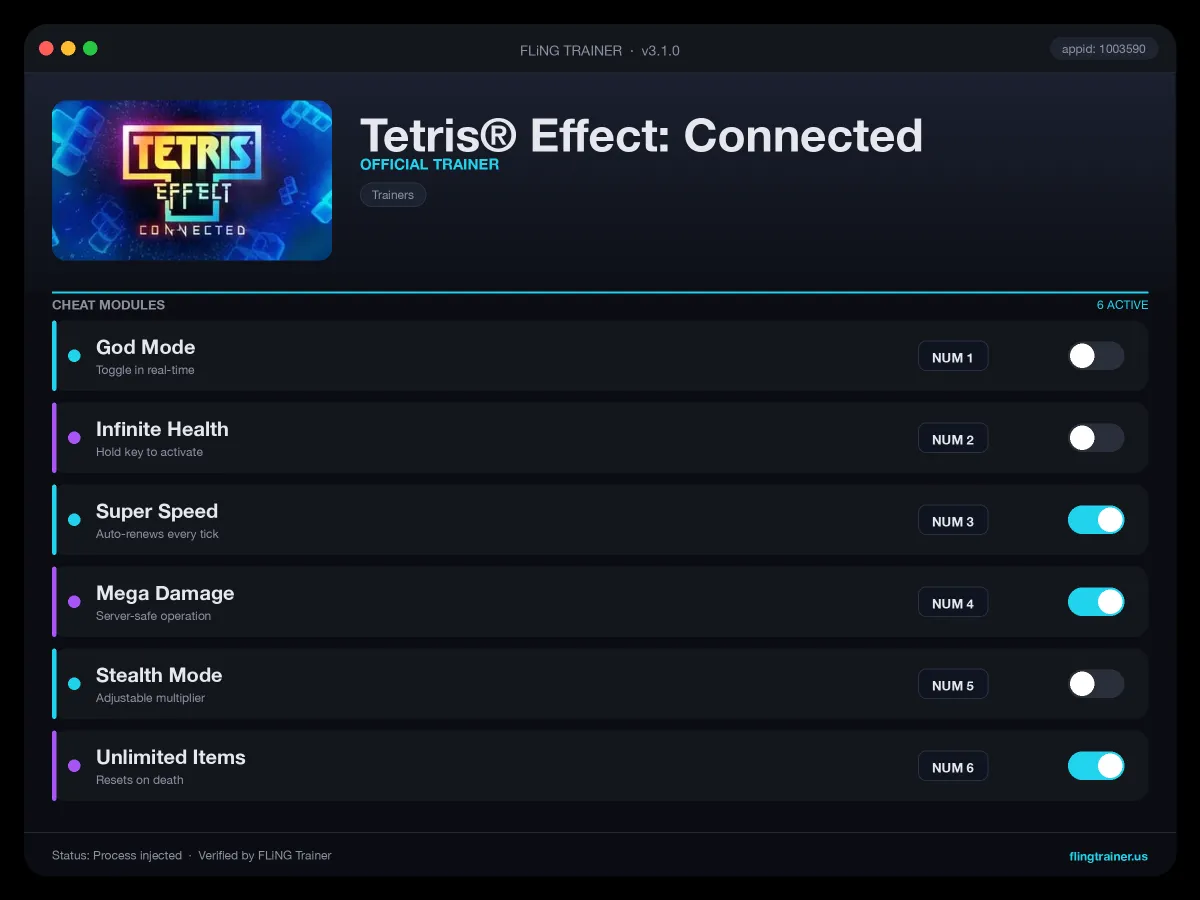 Tetris® Effect: Connected Trainer interface