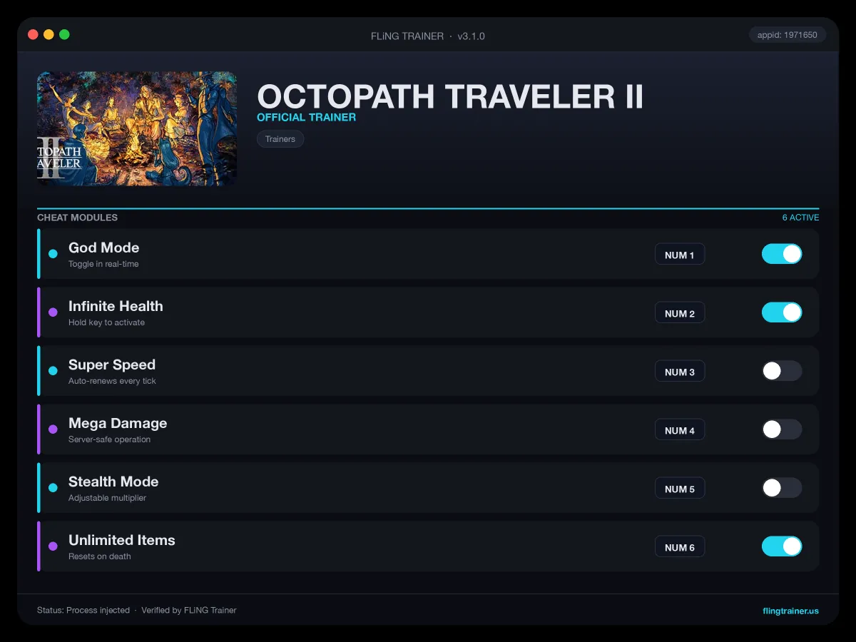OCTOPATH TRAVELER II Trainer interface