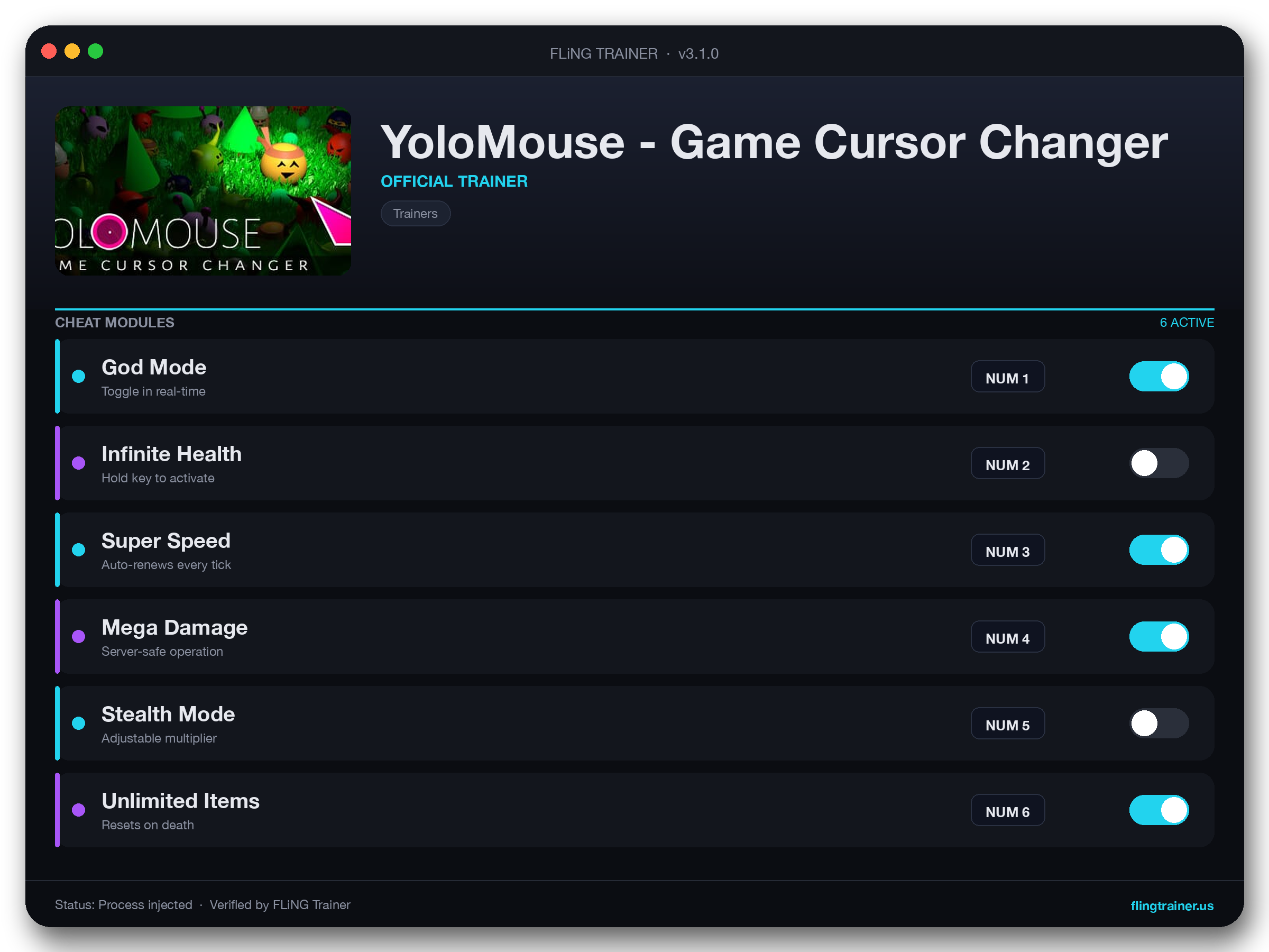 YoloMouse - Game Cursor Changer Trainer interface