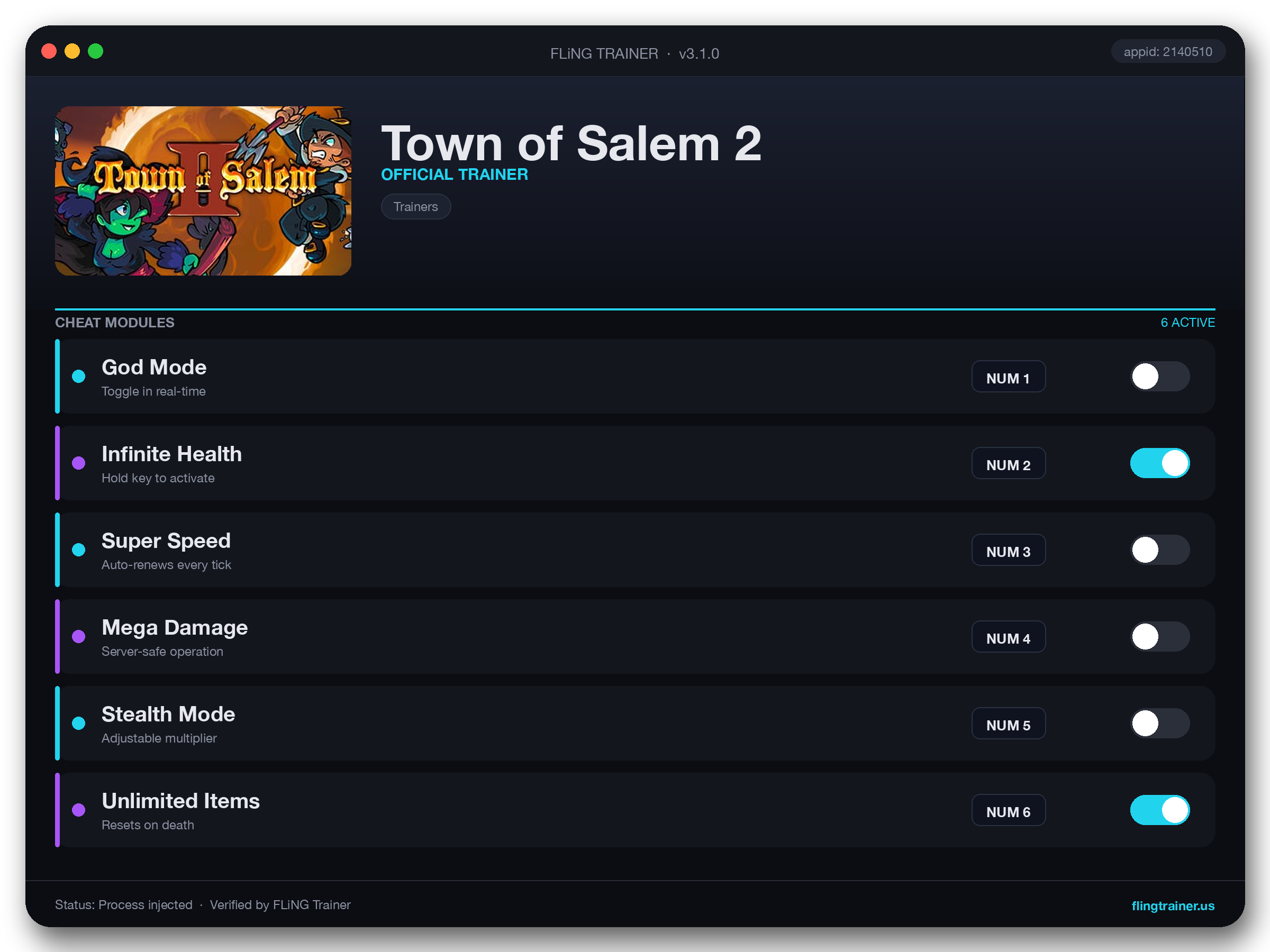 Town of Salem 2 Trainer interface