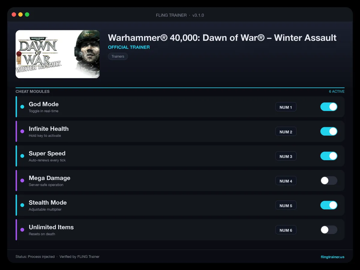 Warhammer® 40,000: Dawn of War® – Winter Assault Trainer interface