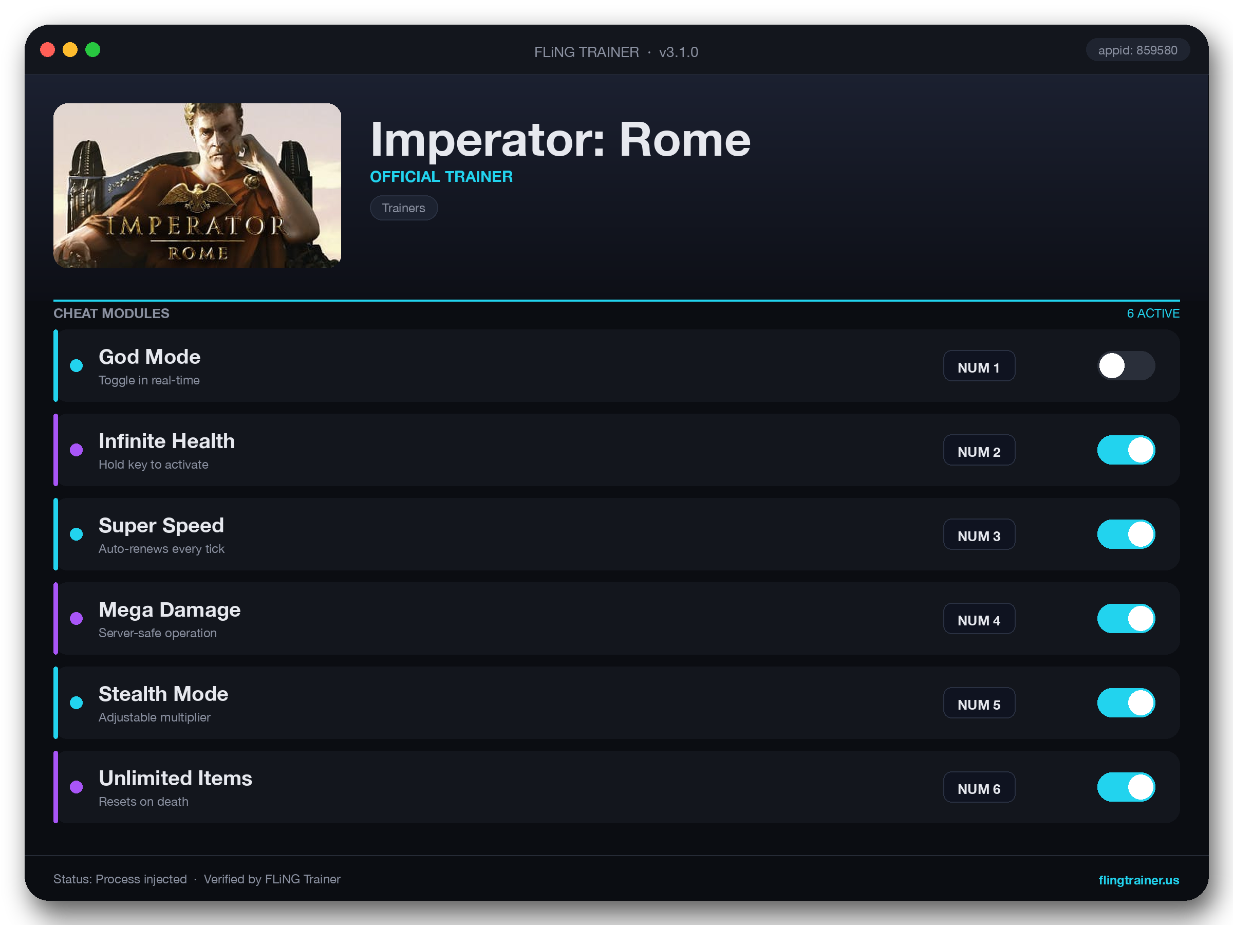 Imperator: Rome Trainer interface