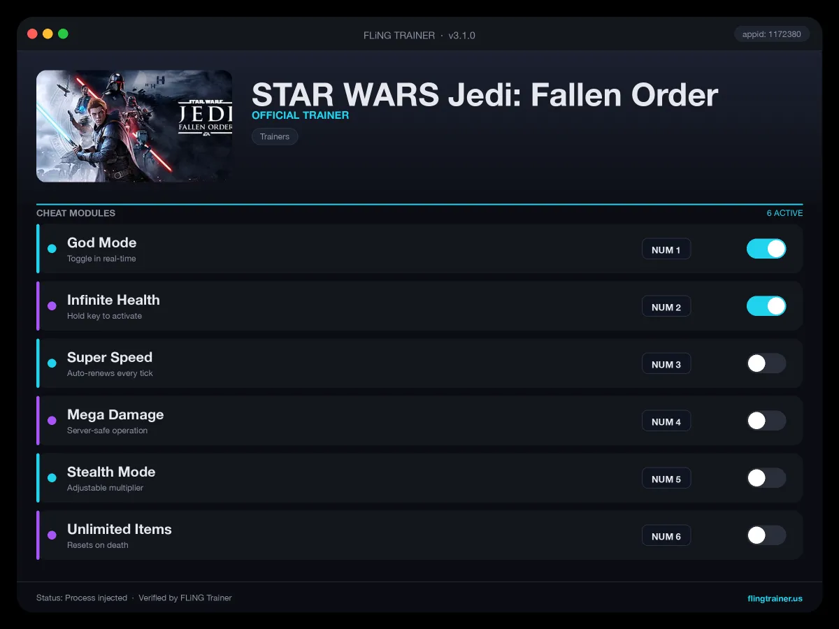 STAR WARS Jedi: Fallen Order Trainer interface