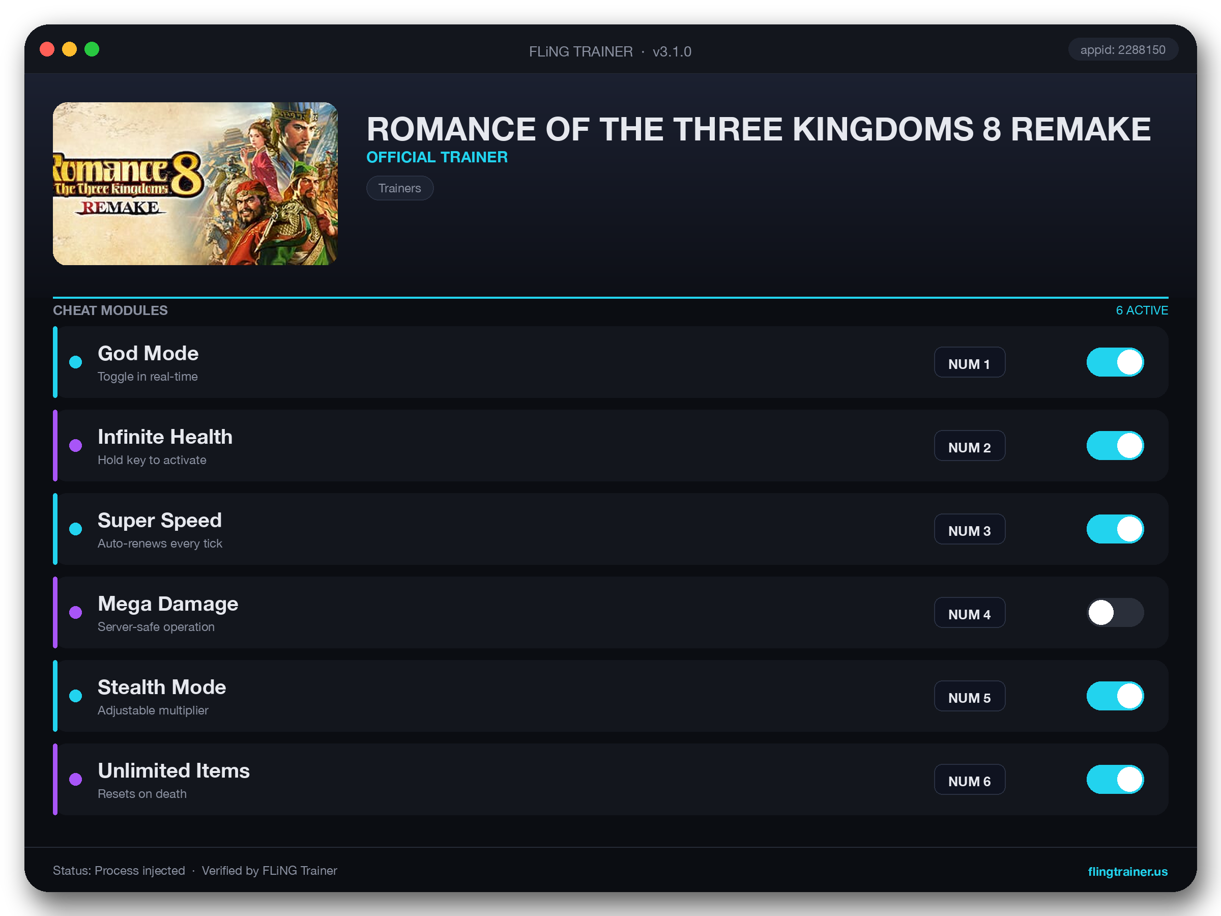 ROMANCE OF THE THREE KINGDOMS 8 REMAKE Trainer interface