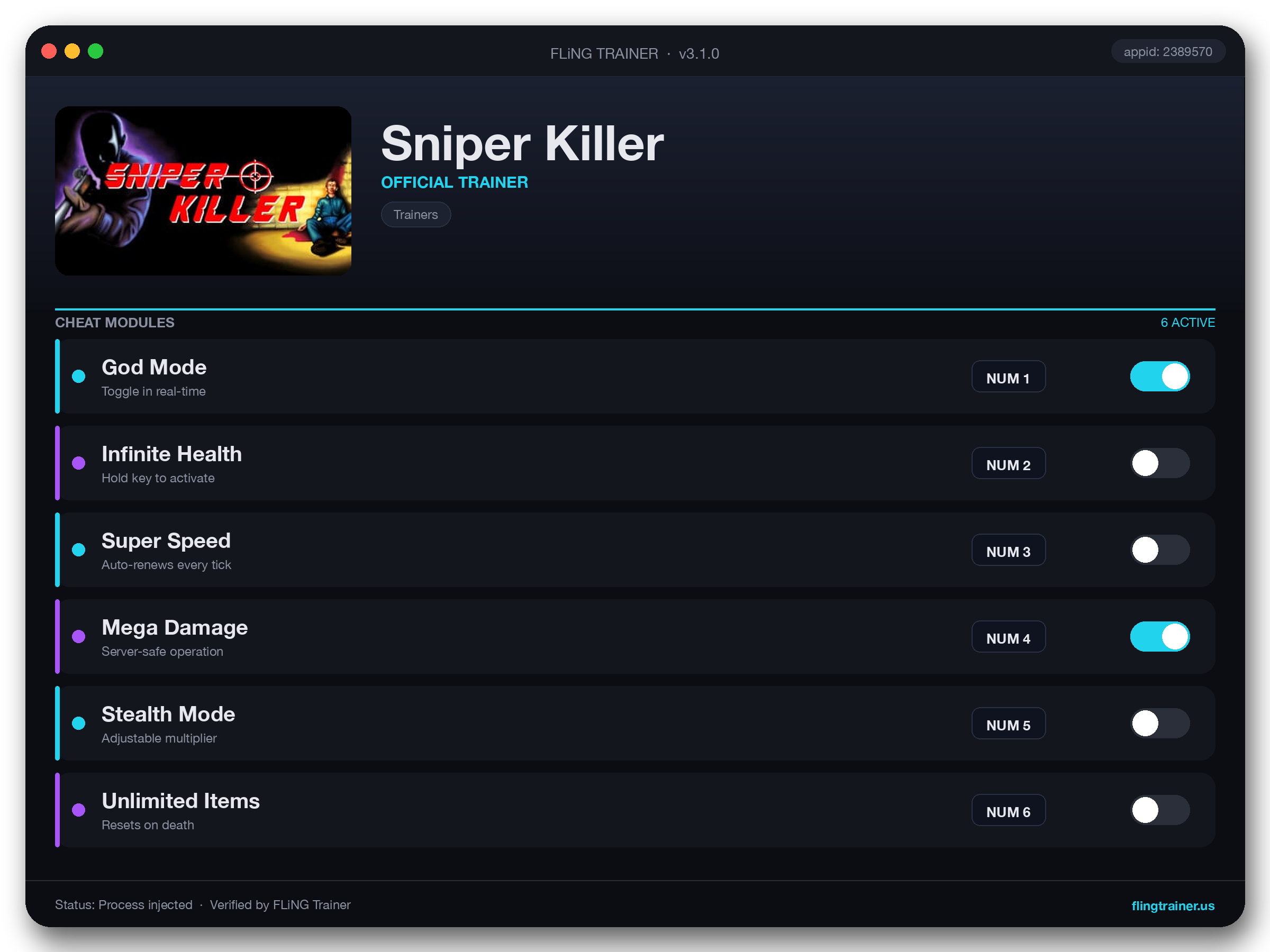 Sniper Killer Trainer interface