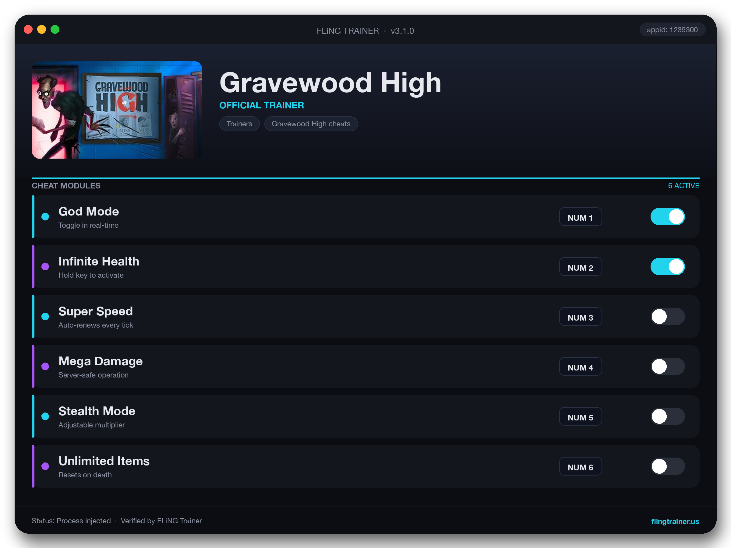 Gravewood High Trainer interface