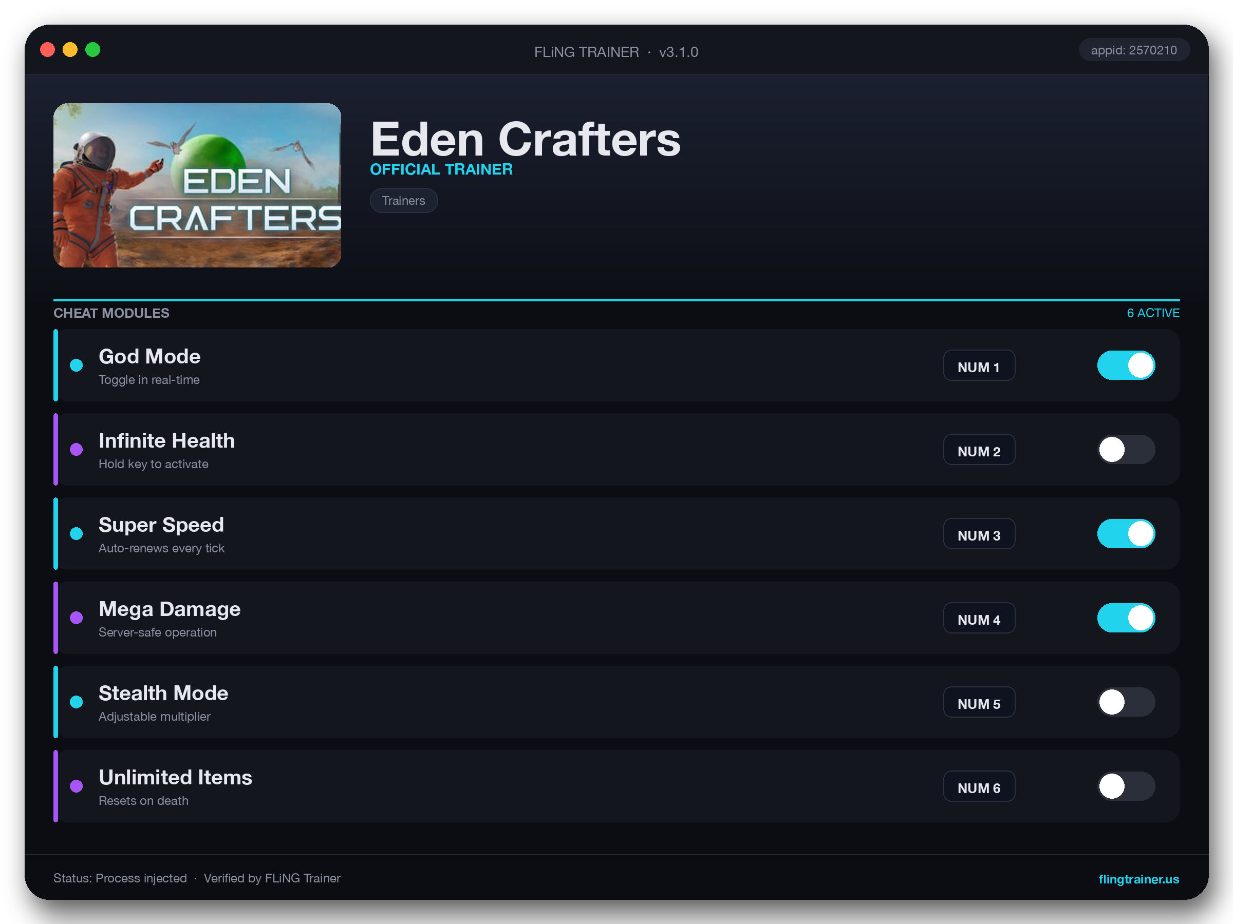 Eden Crafters Trainer interface