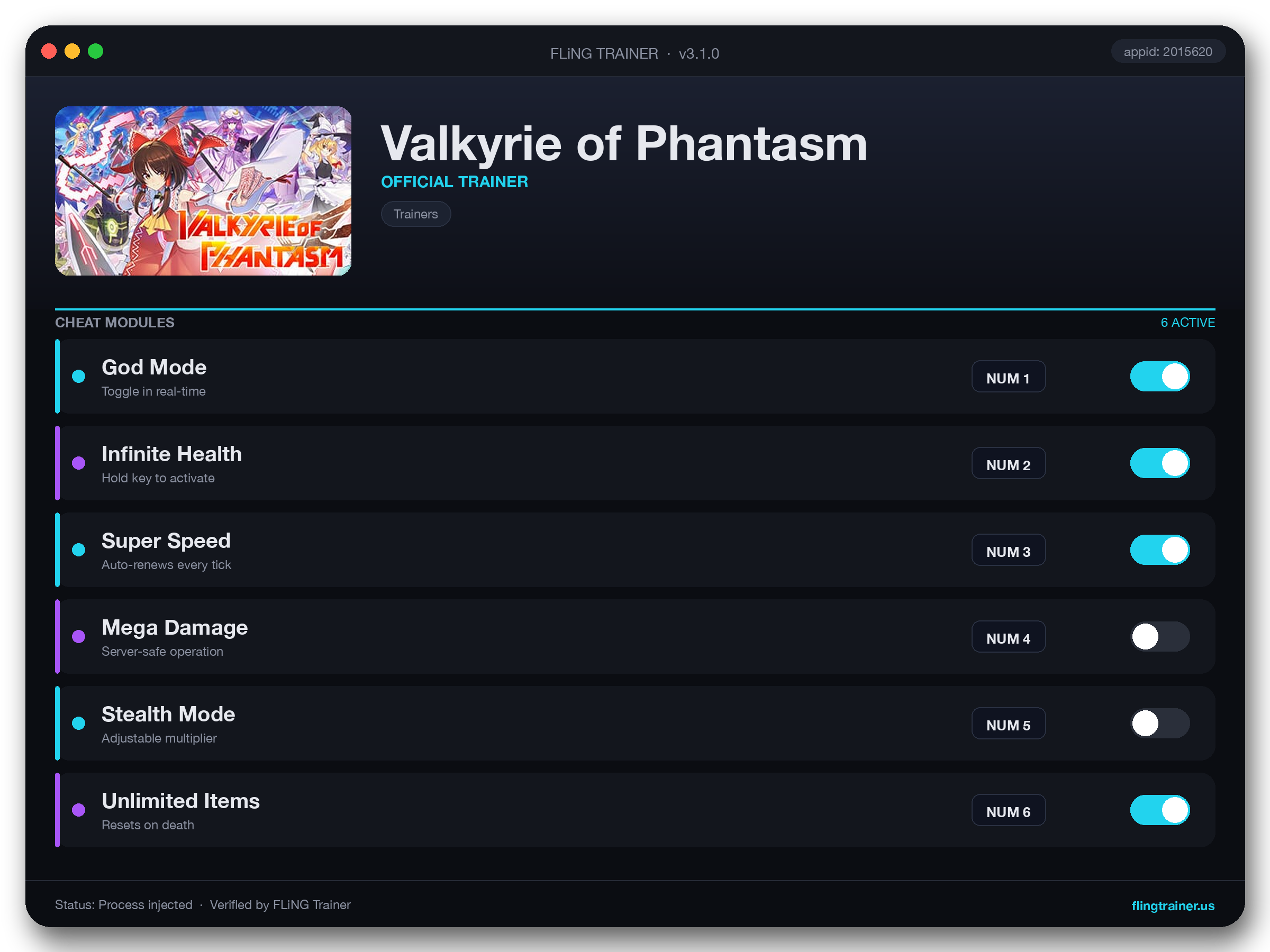 Valkyrie of Phantasm Trainer interface