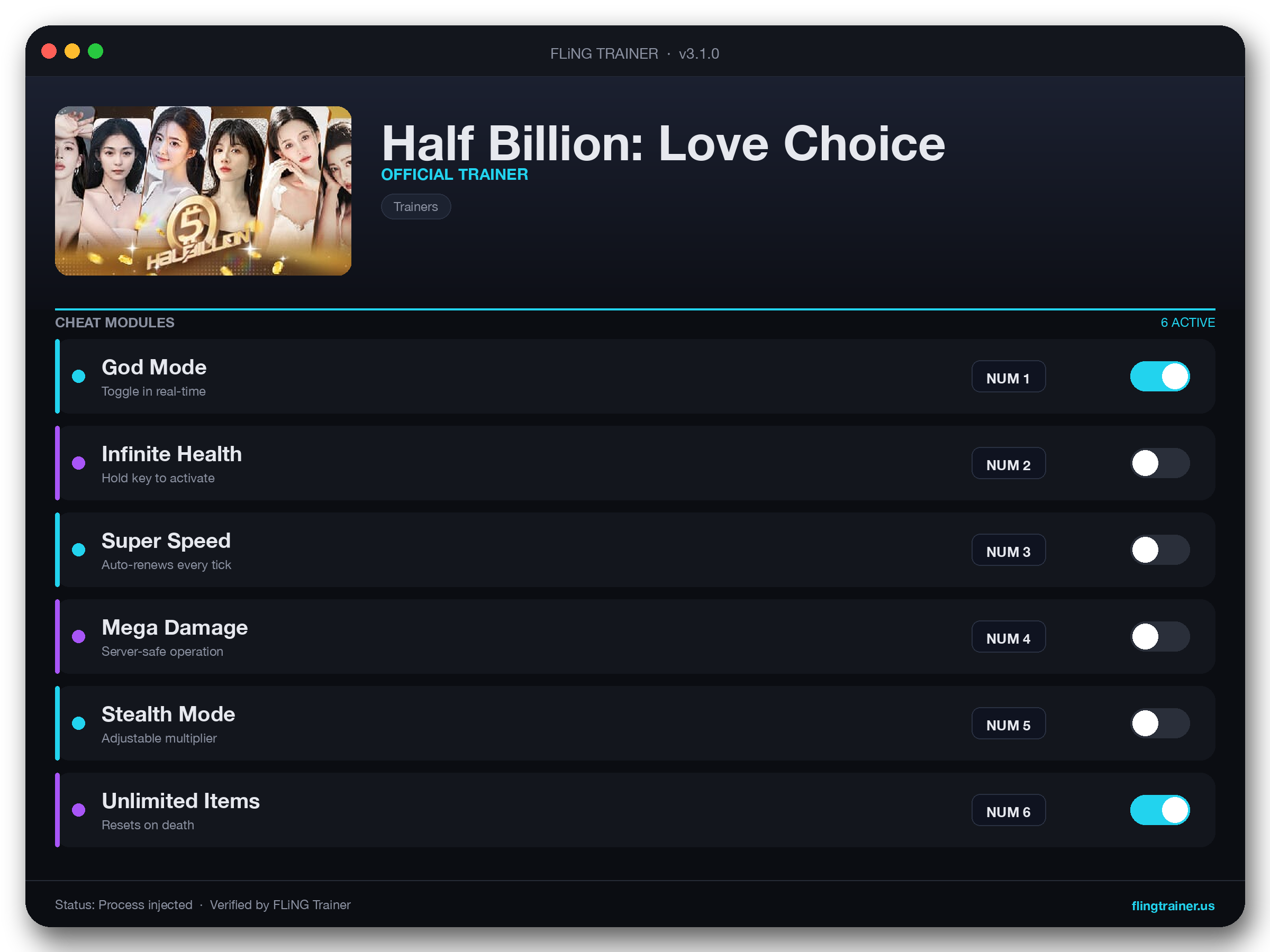 Half Billion: Love Choice Trainer interface