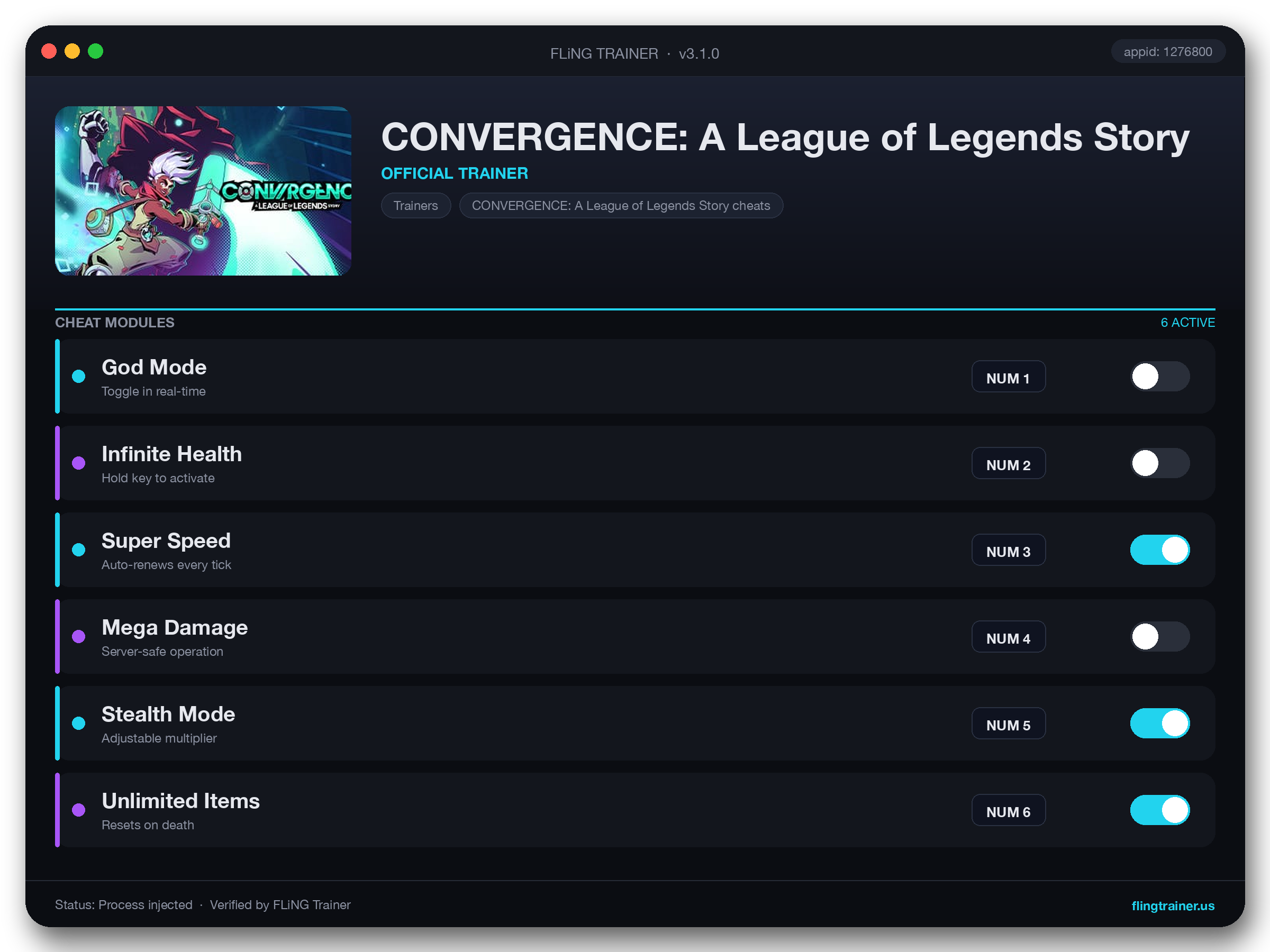 CONVERGENCE: A League of Legends Story Trainer interface