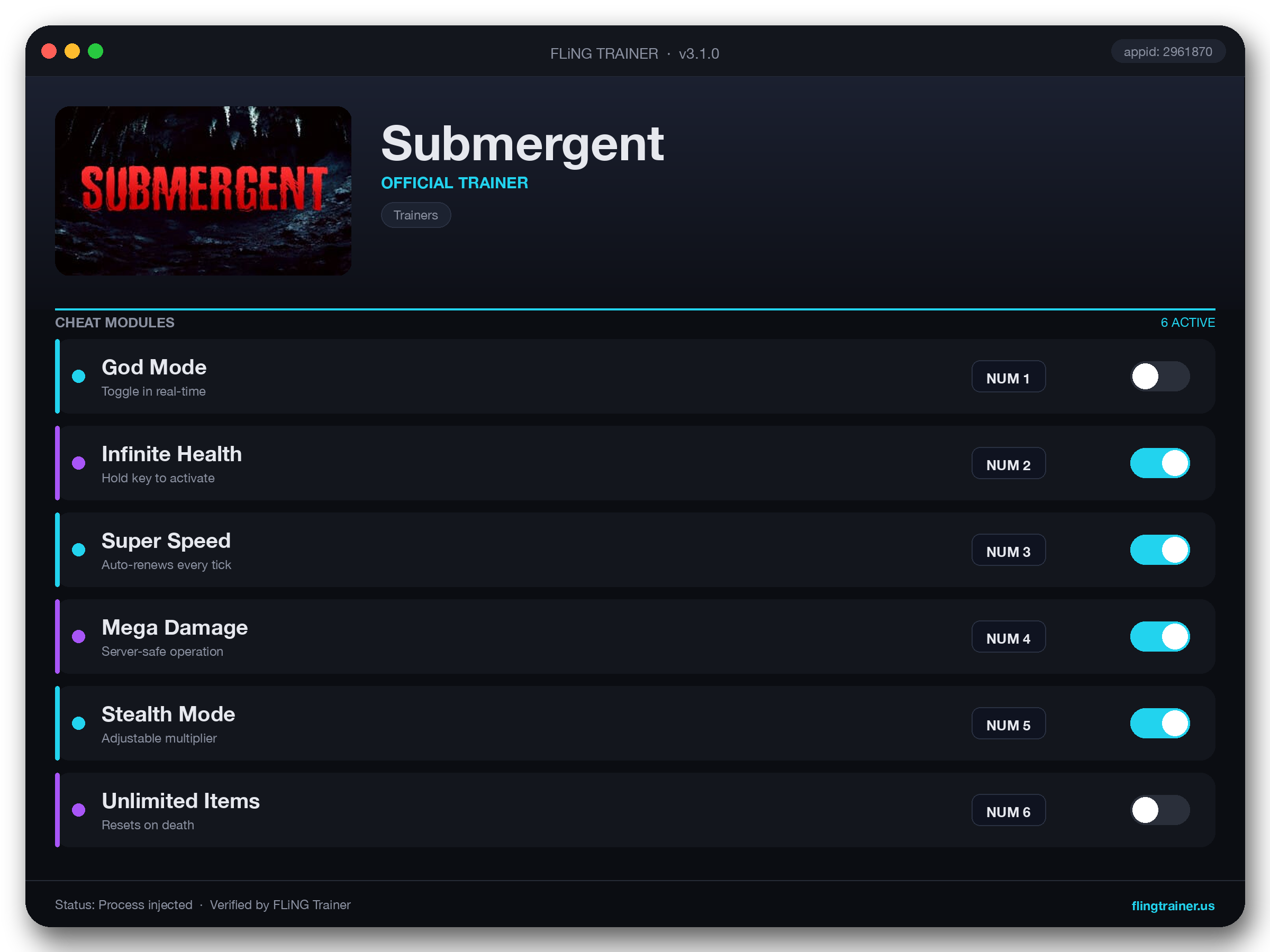 Submergent Trainer interface