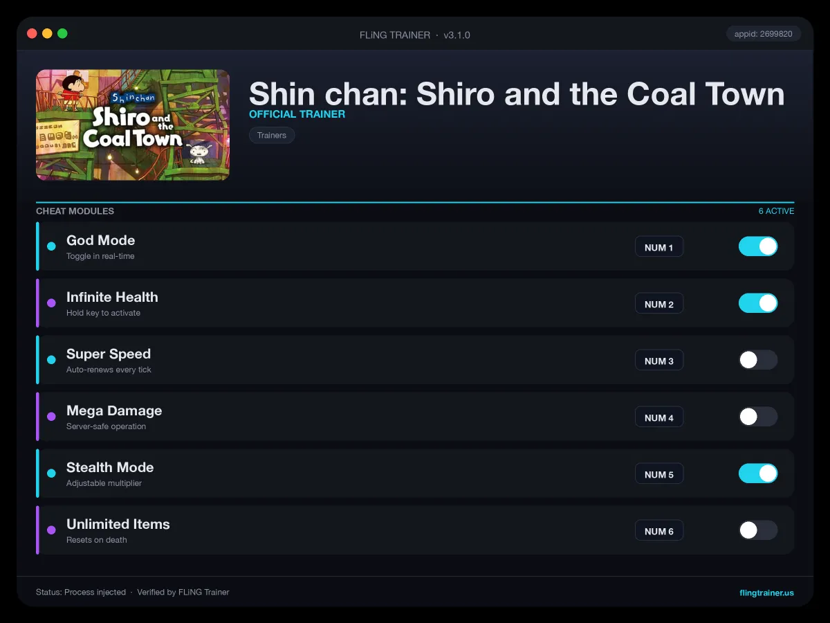 Shin chan: Shiro and the Coal Town Trainer interface