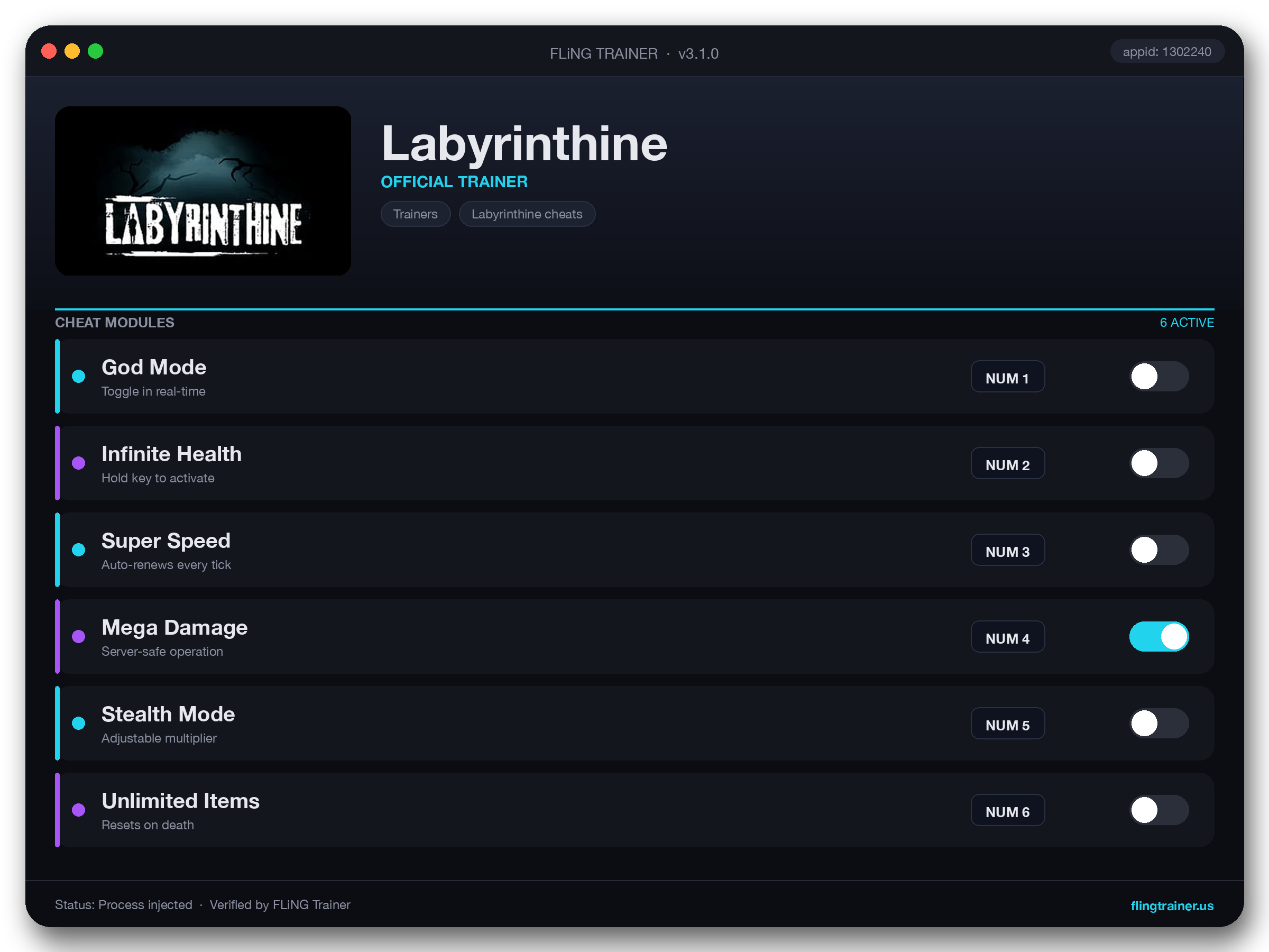 Labyrinthine Trainer interface