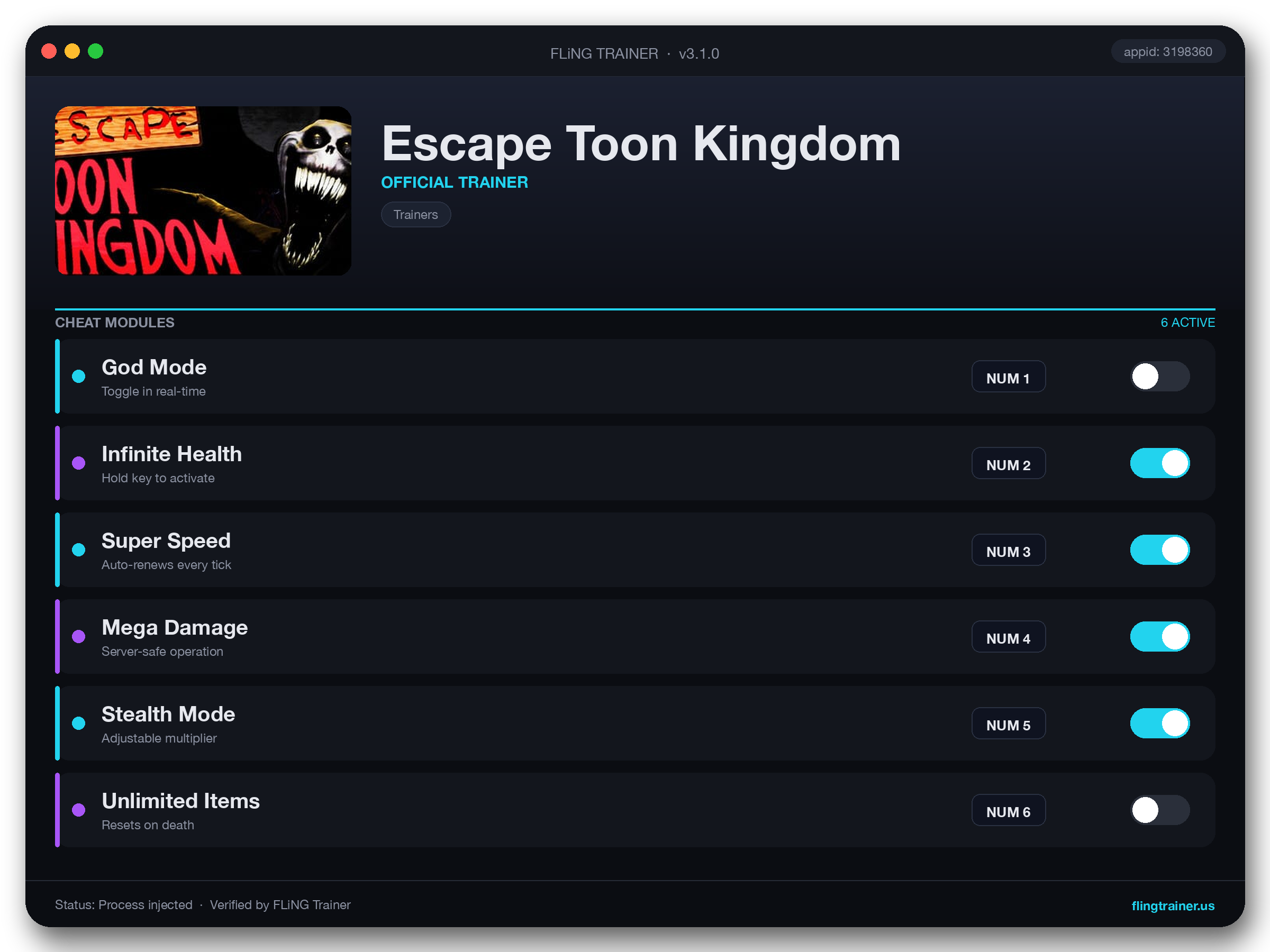 Escape Toon Kingdom Trainer interface
