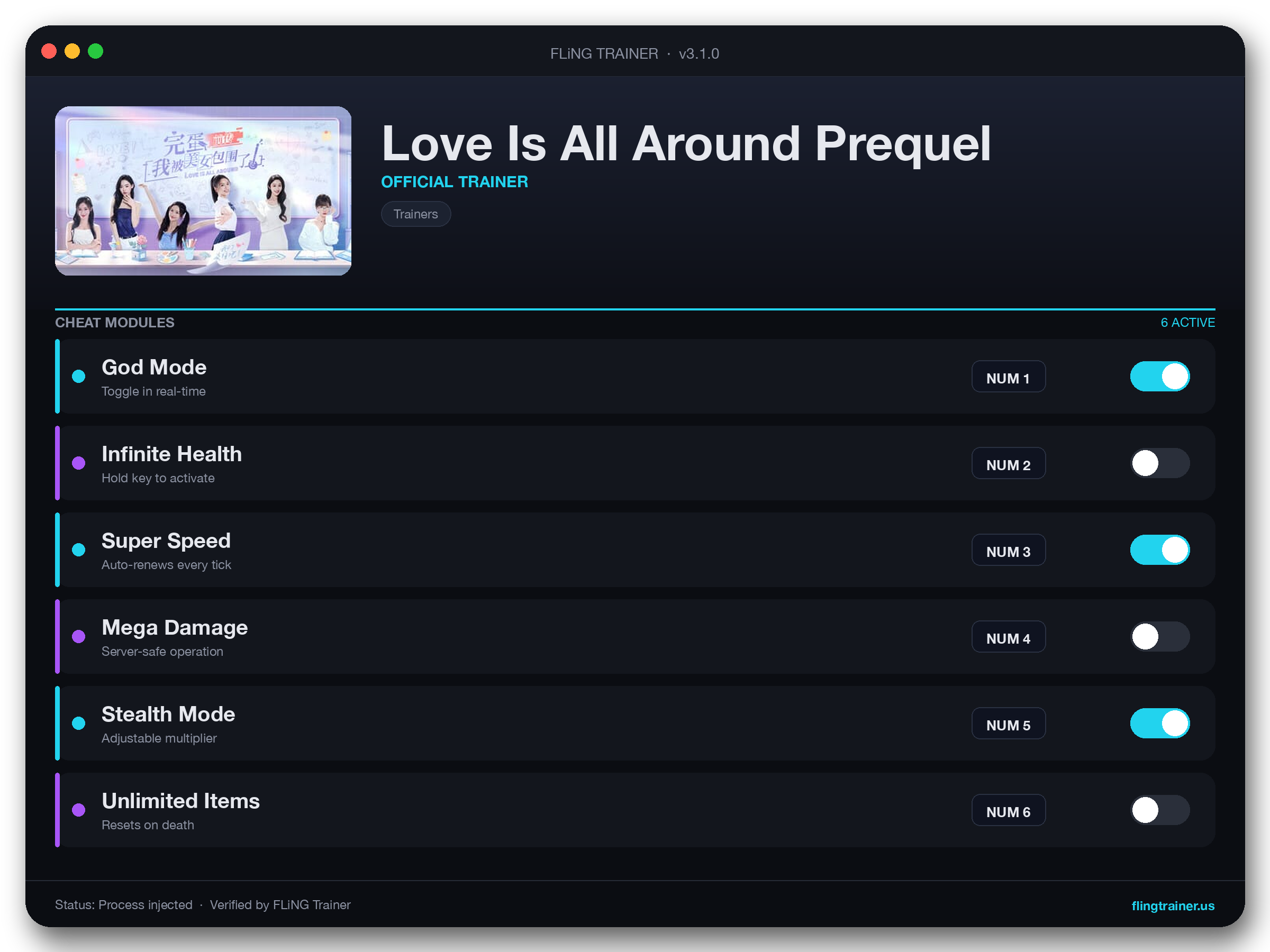 Love Is All Around Prequel Trainer interface