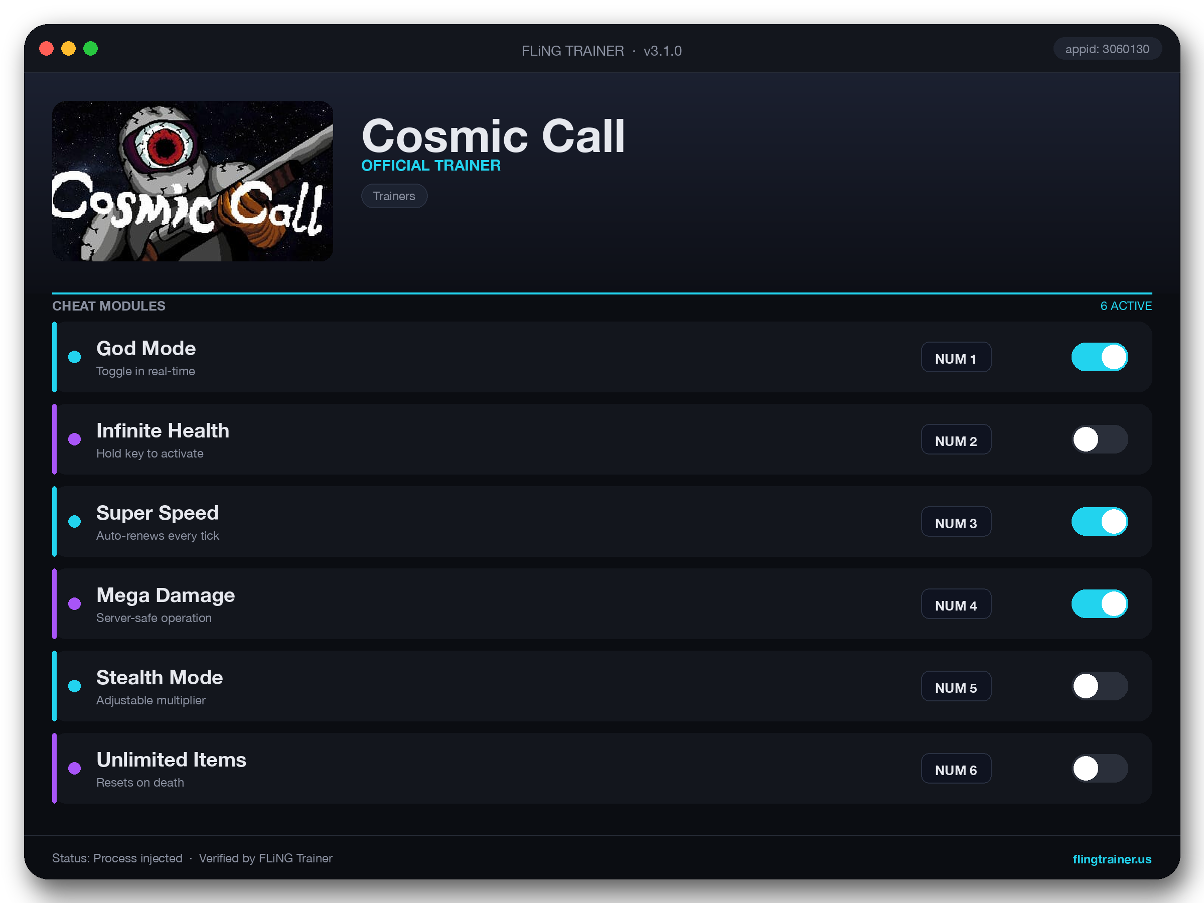 Cosmic Call Trainer interface