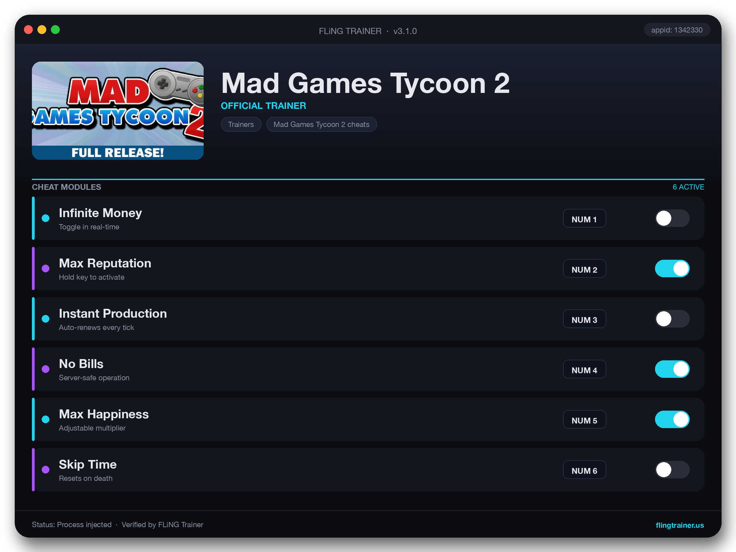 Mad Games Tycoon 2 Trainer interface